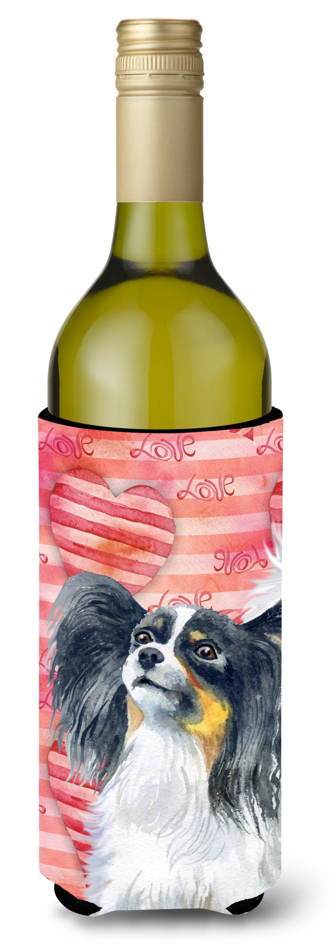 Papillon Love Wine Bottle Beverge Insulator Hugger BB9744LITERK by Caroline&#39;s Treasures