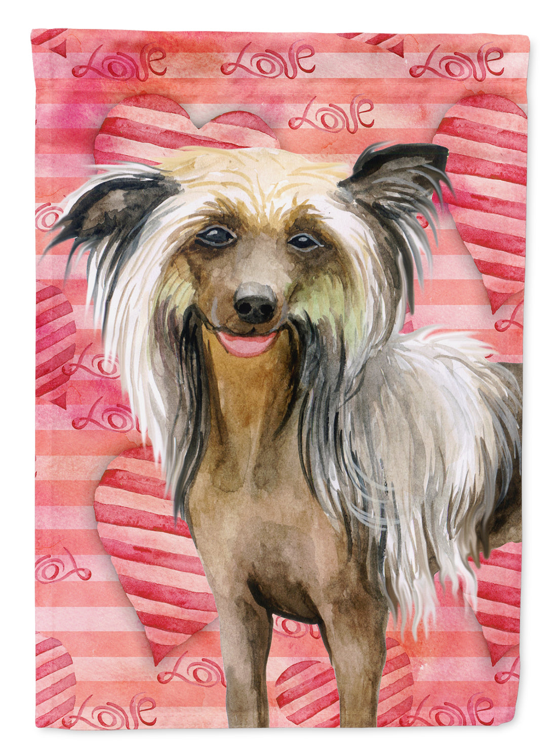 Chinese Crested Love Flag Canvas House Size BB9746CHF  the-store.com.