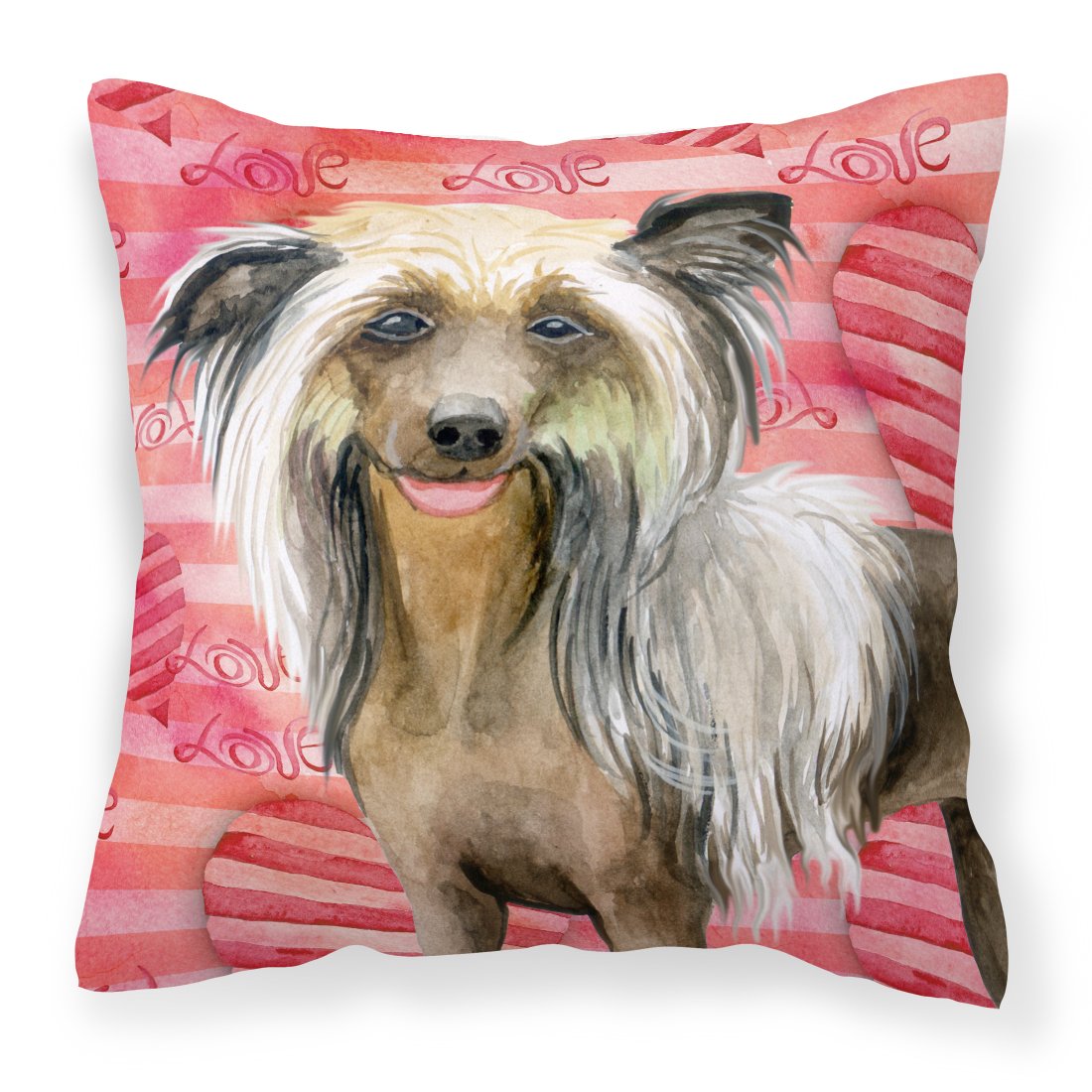 Chinese Crested Love Fabric Decorative Pillow BB9746PW1818 by Caroline&#39;s Treasures
