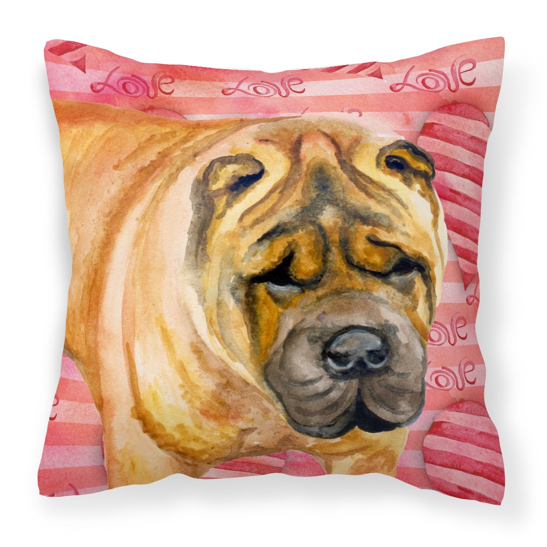 Shar Pei Love Fabric Decorative Pillow BB9748PW1818 by Caroline&#39;s Treasures