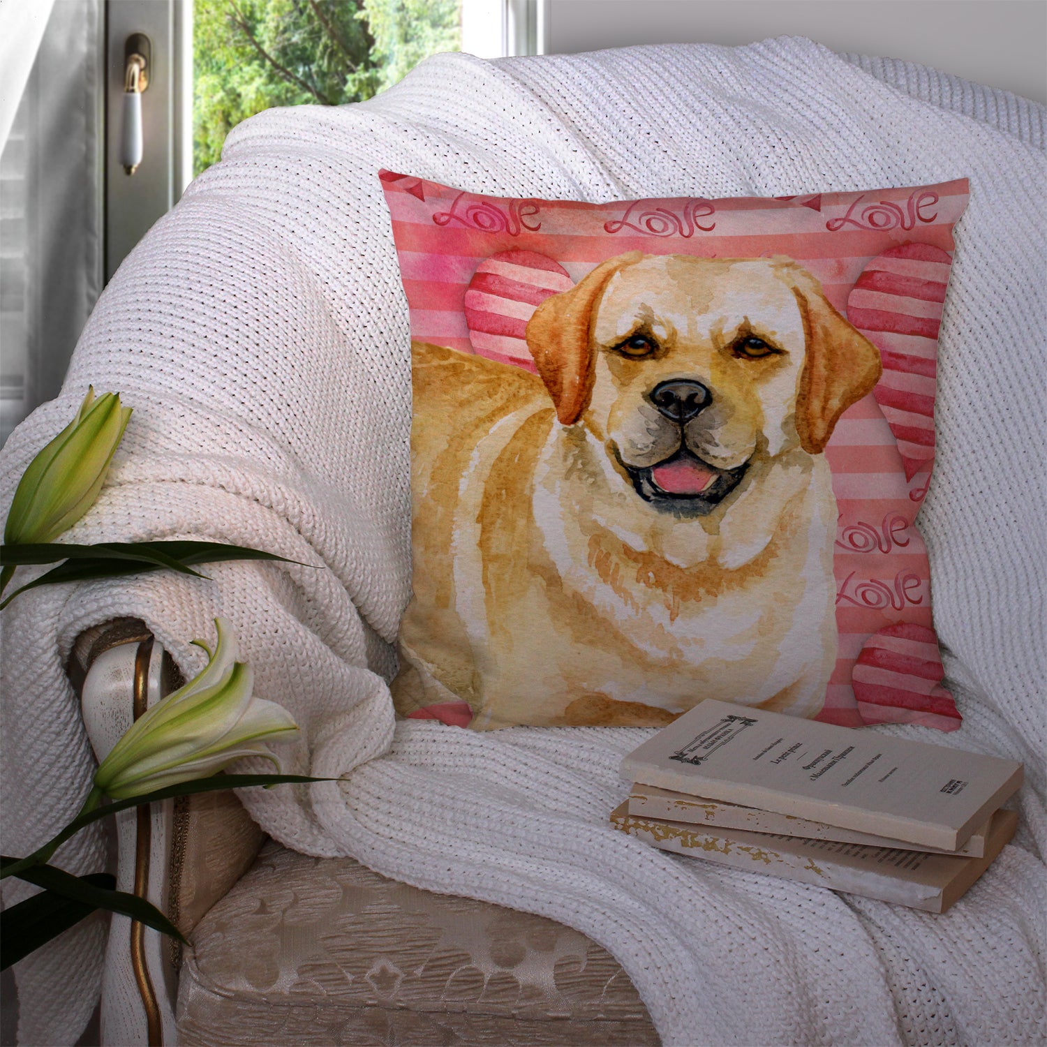 Golden Retriever Love Fabric Decorative Pillow BB9751PW1414 - the-store.com