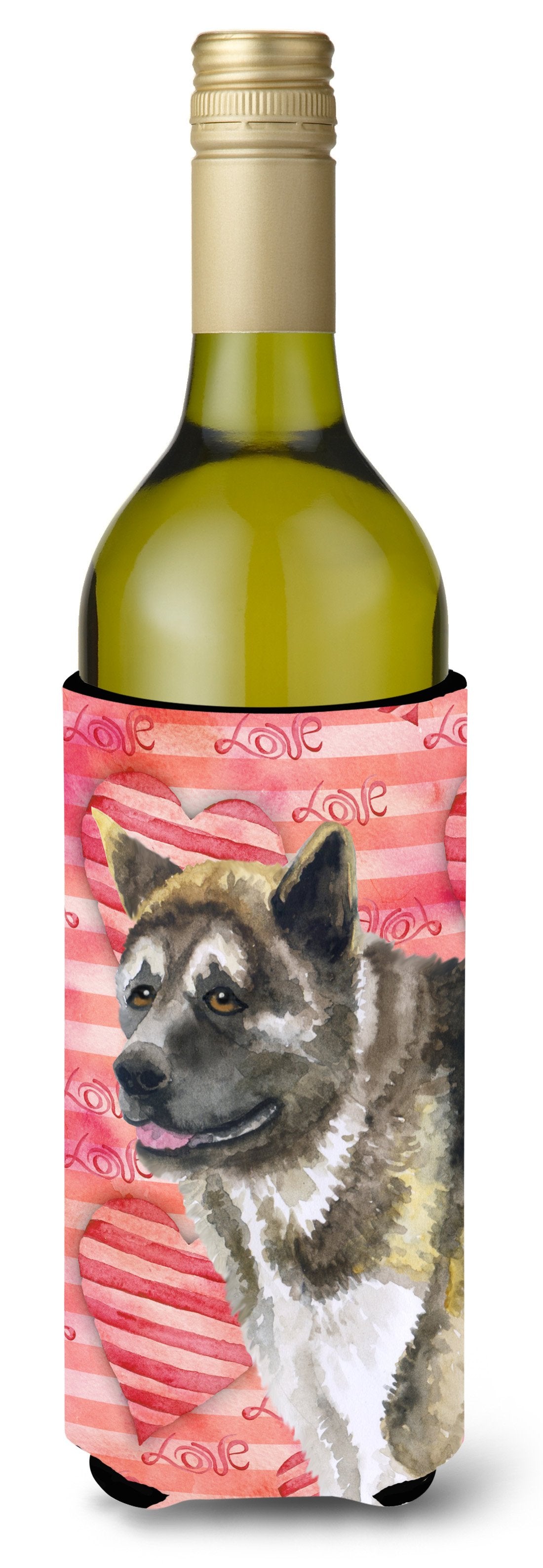 American Akita Love Wine Bottle Beverge Insulator Hugger BB9756LITERK by Caroline&#39;s Treasures