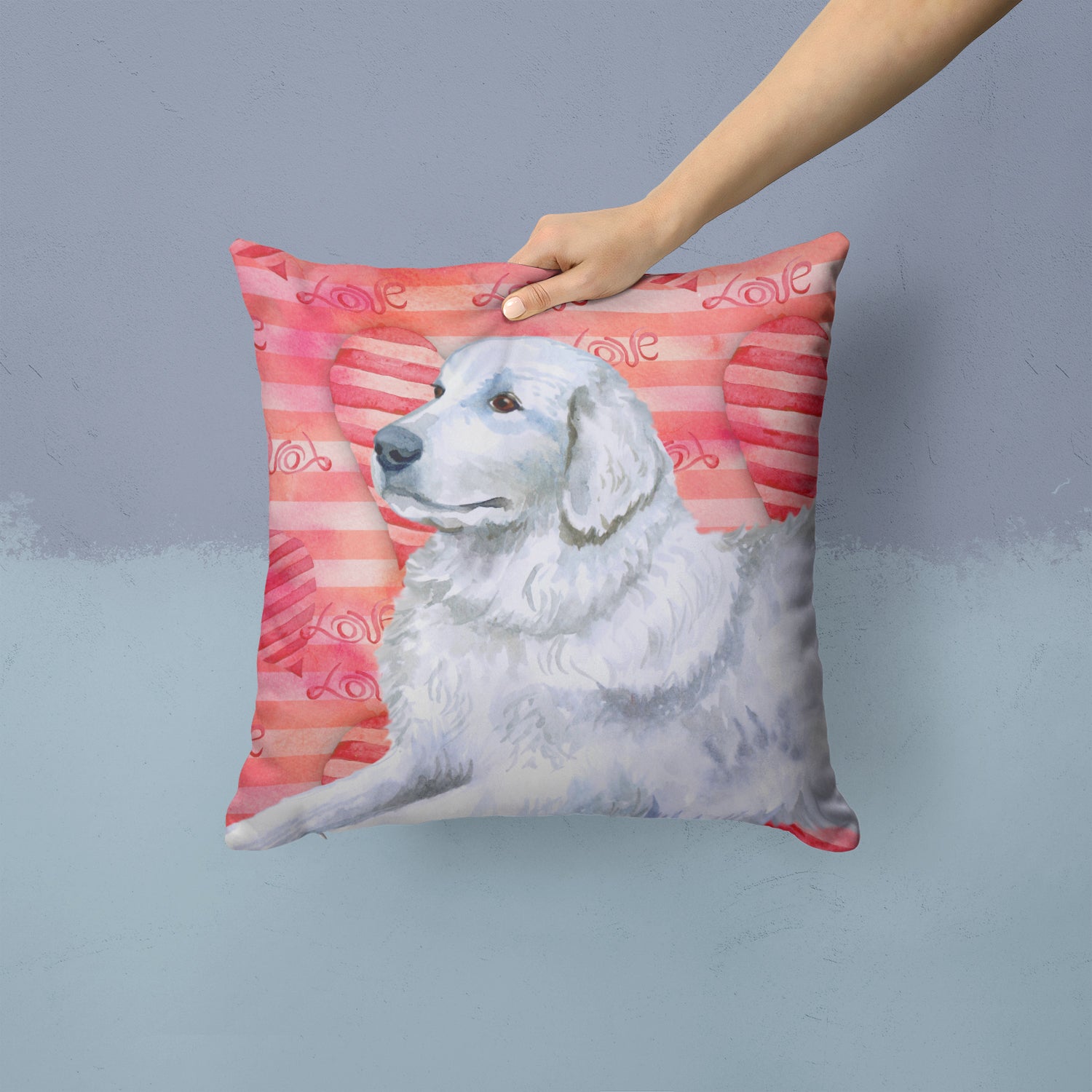 Maremma Sheepdog Love Fabric Decorative Pillow BB9762PW1414 - the-store.com