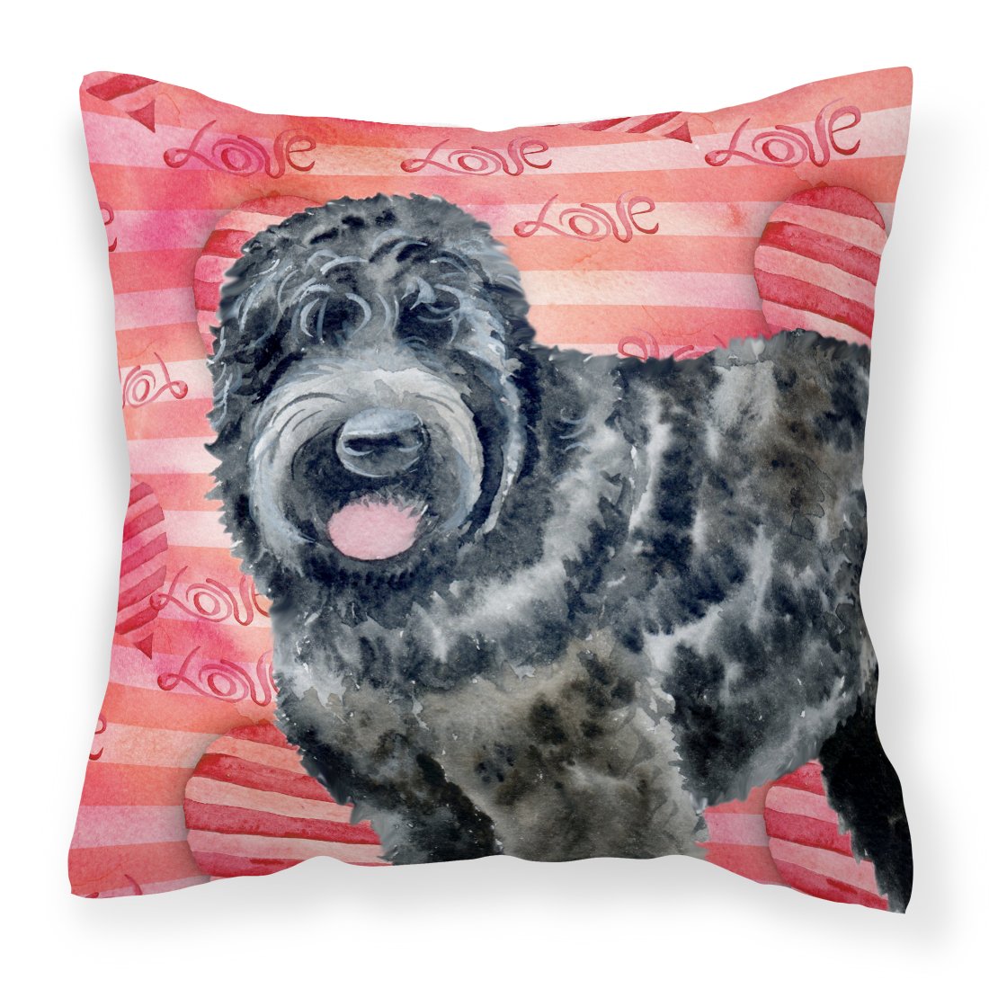 Black Russian Terrier Love Fabric Decorative Pillow BB9764PW1818 by Caroline&#39;s Treasures