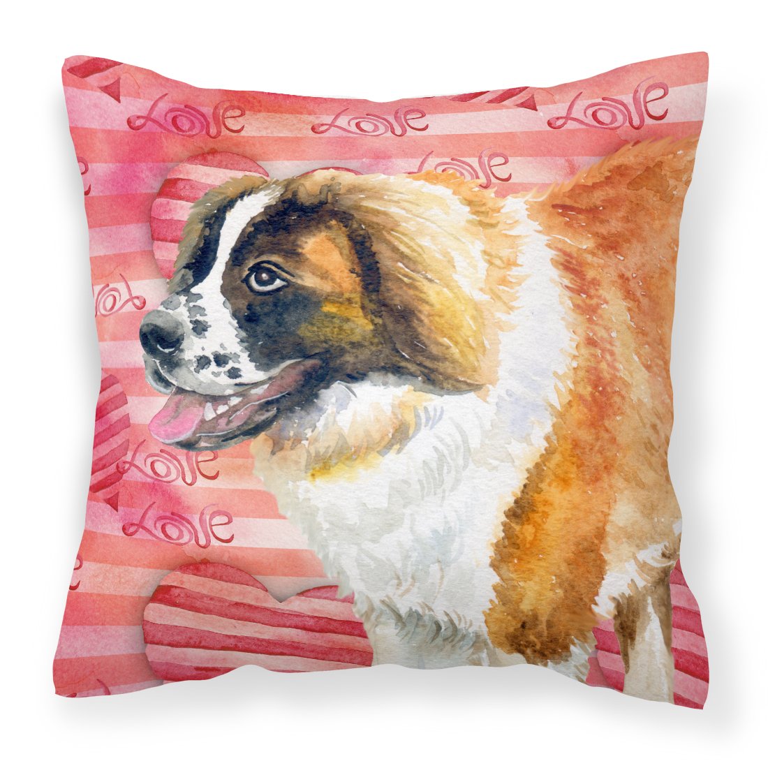 Saint Bernard Love Fabric Decorative Pillow BB9766PW1818 by Caroline&#39;s Treasures