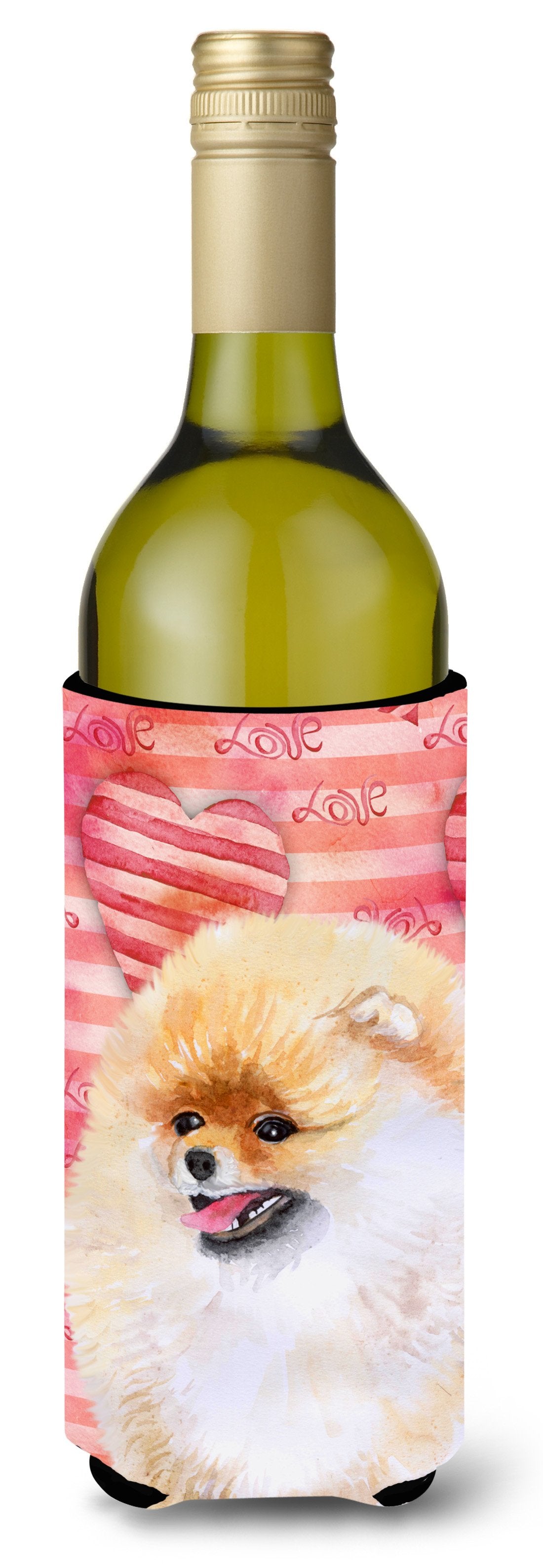 Pomeranian Love Wine Bottle Beverge Insulator Hugger BB9769LITERK by Caroline&#39;s Treasures