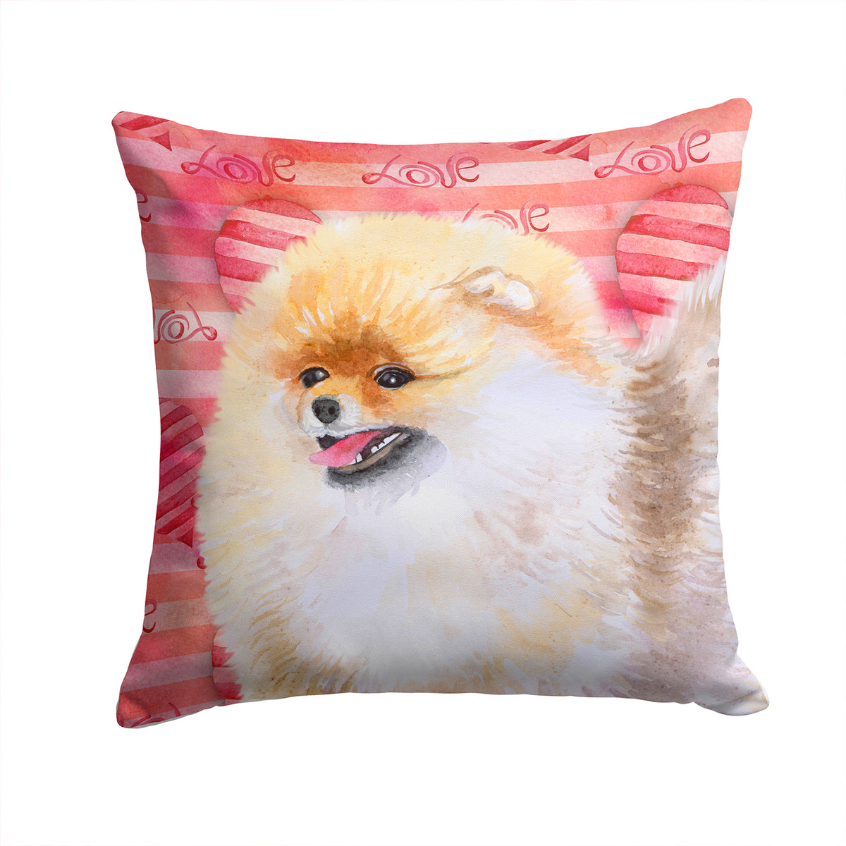 Pomeranian Love Fabric Decorative Pillow BB9769PW1414 - the-store.com