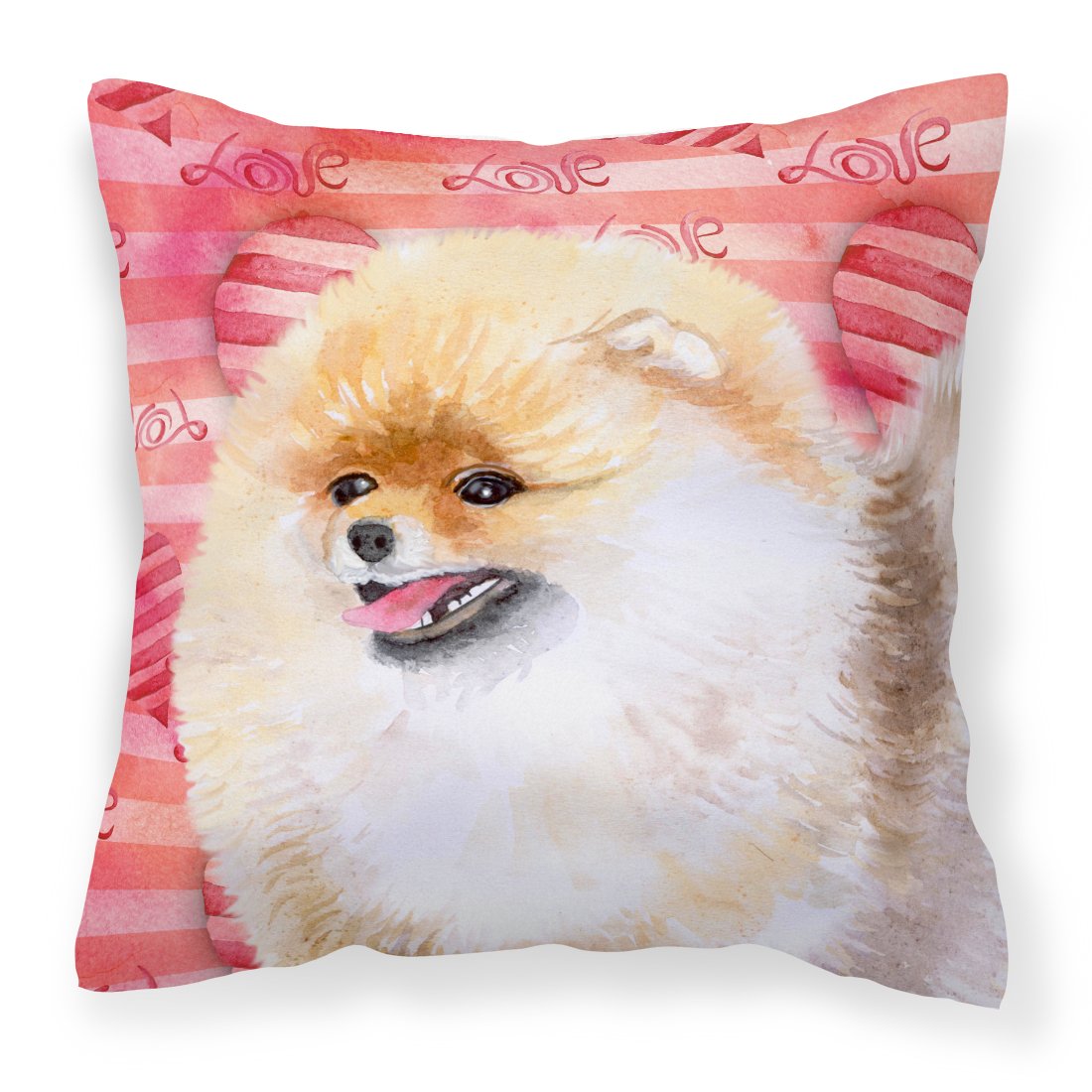Pomeranian Love Fabric Decorative Pillow BB9769PW1818 by Caroline&#39;s Treasures