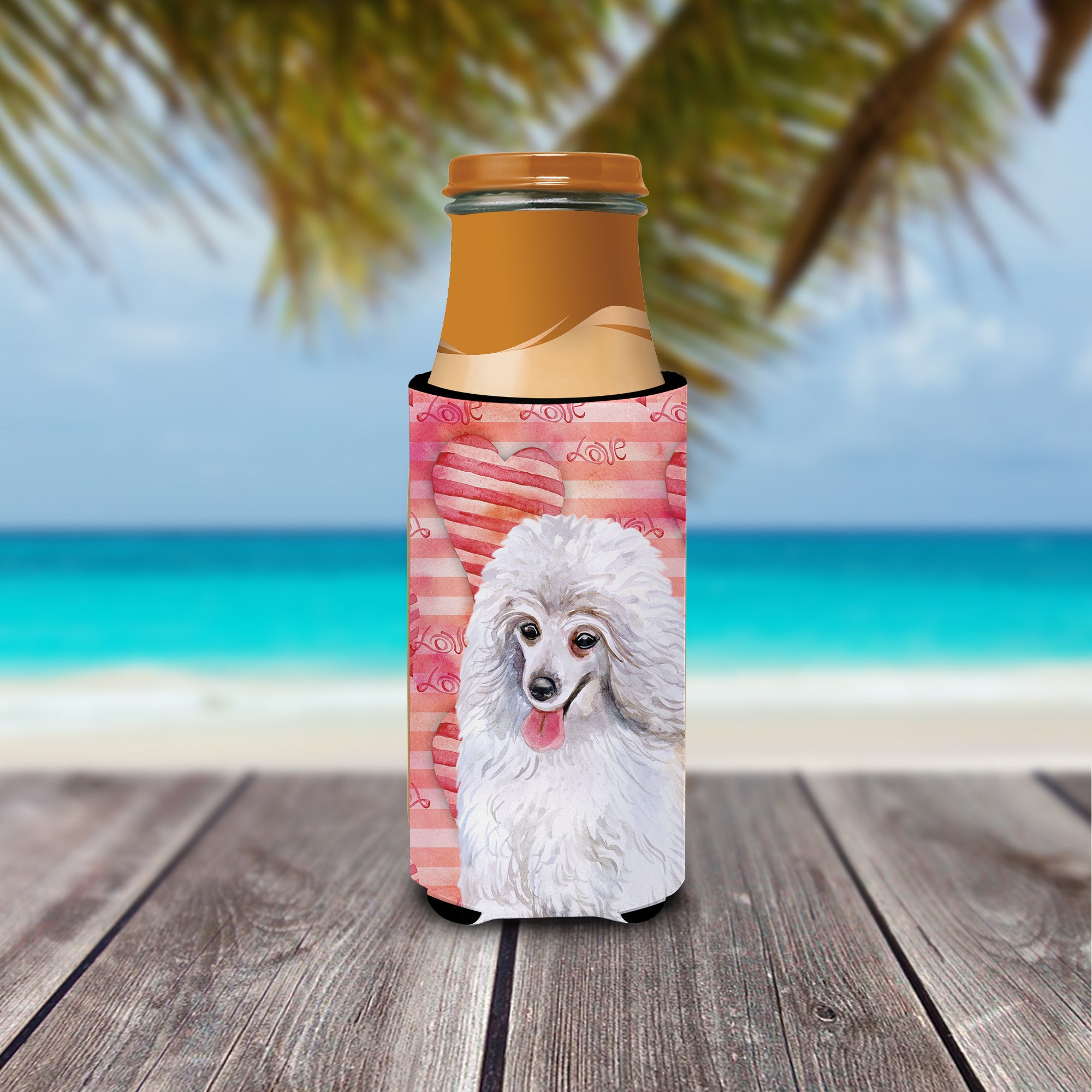 Medium White Poodle Love  Ultra Hugger for slim cans BB9770MUK