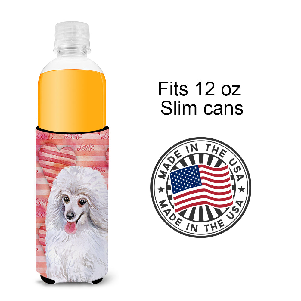 Medium White Poodle Love  Ultra Hugger for slim cans BB9770MUK