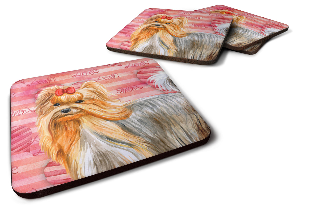 Yorkshire Terrier Love Foam Coaster Set of 4 BB9772FC - the-store.com