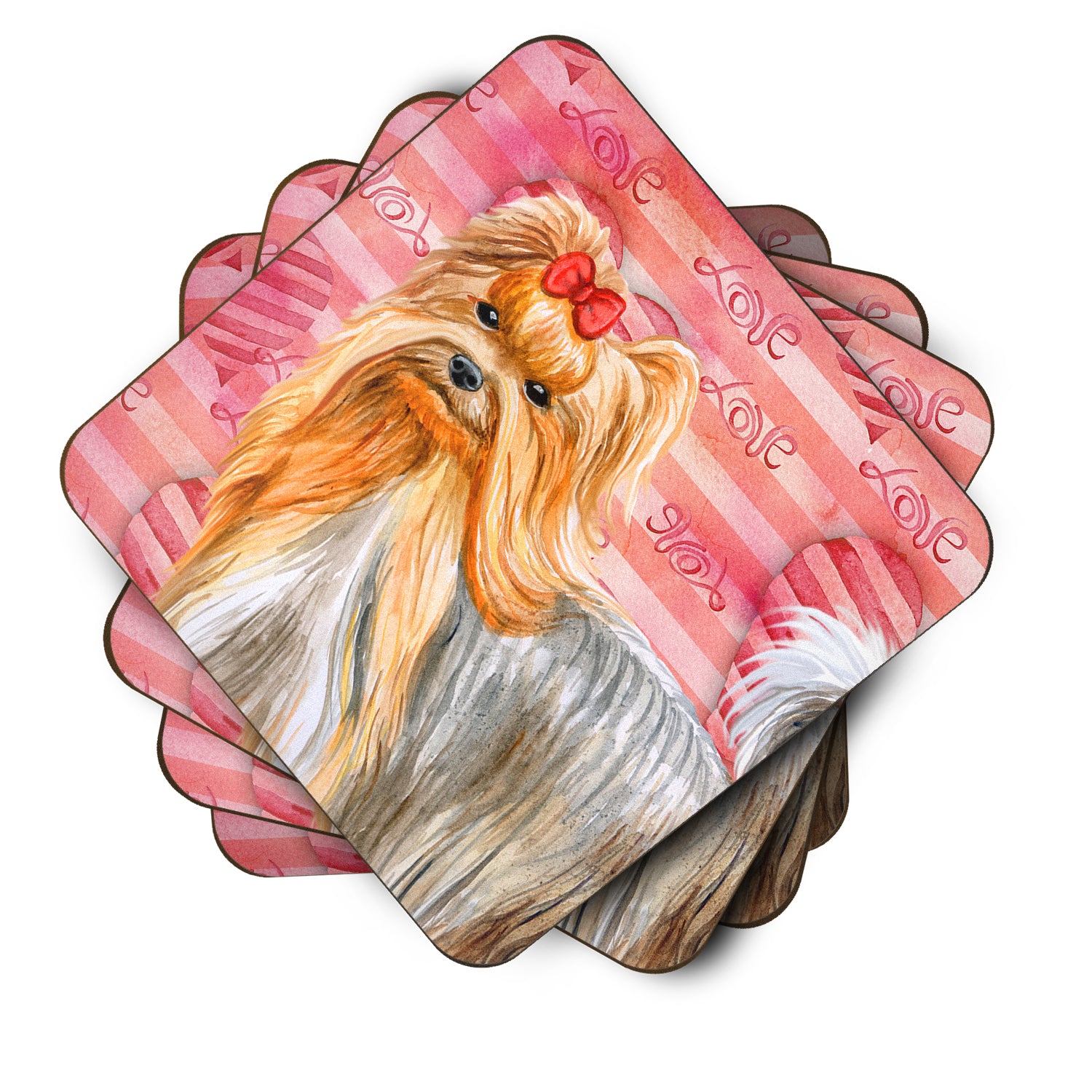 Yorkshire Terrier Love Foam Coaster Set of 4 BB9772FC - the-store.com