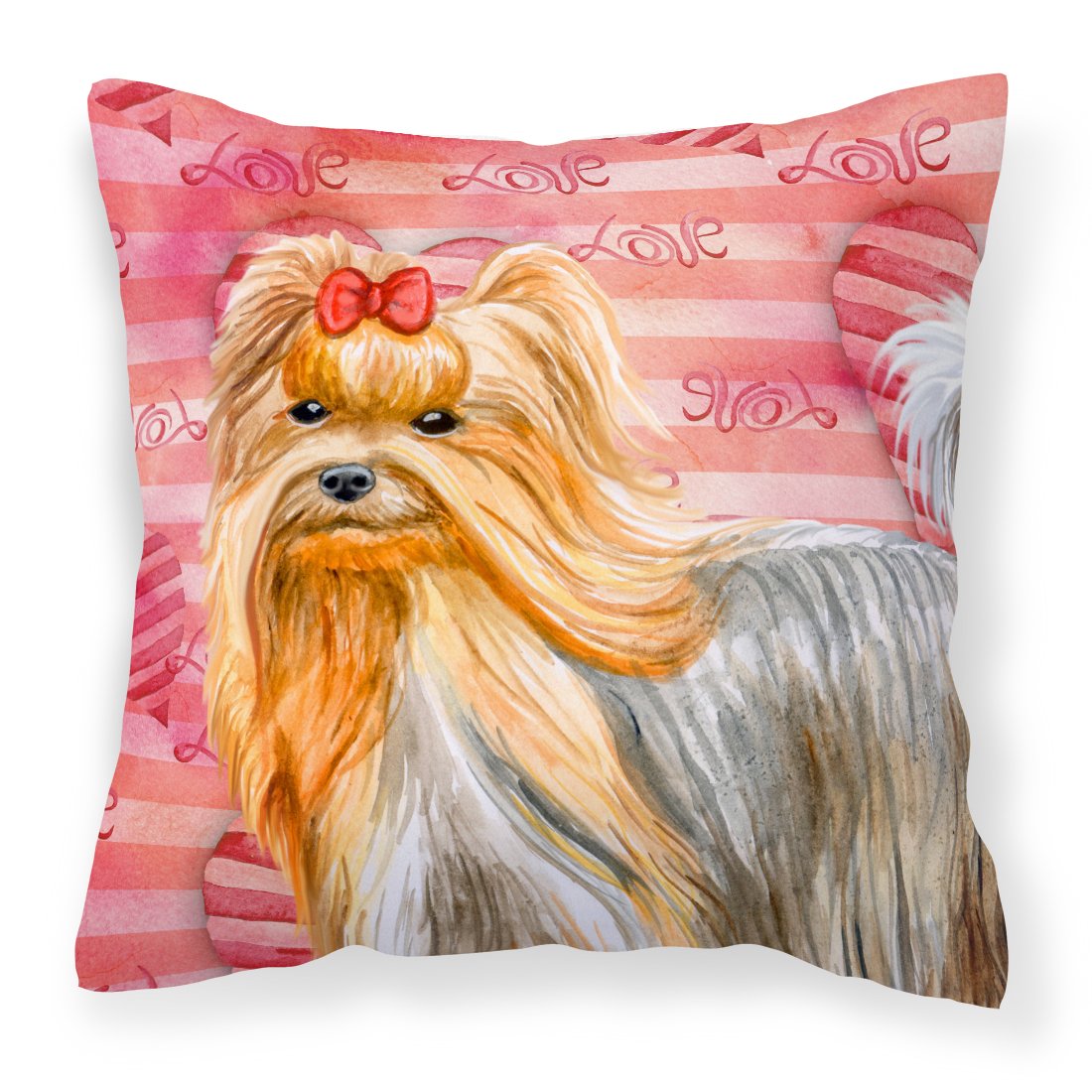 Yorkshire Terrier Love Fabric Decorative Pillow BB9772PW1818 by Caroline&#39;s Treasures