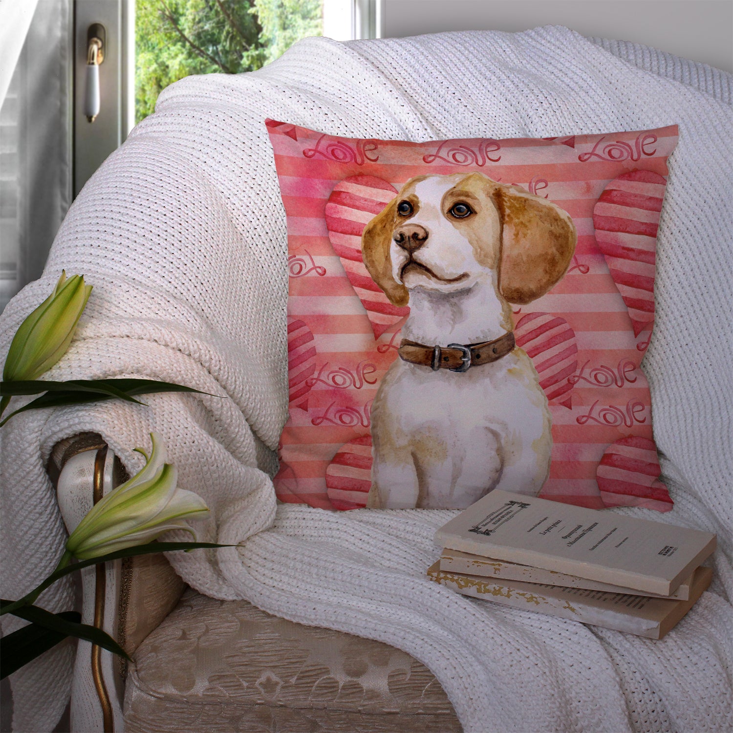 Beagle Love Fabric Decorative Pillow BB9773PW1414 - the-store.com