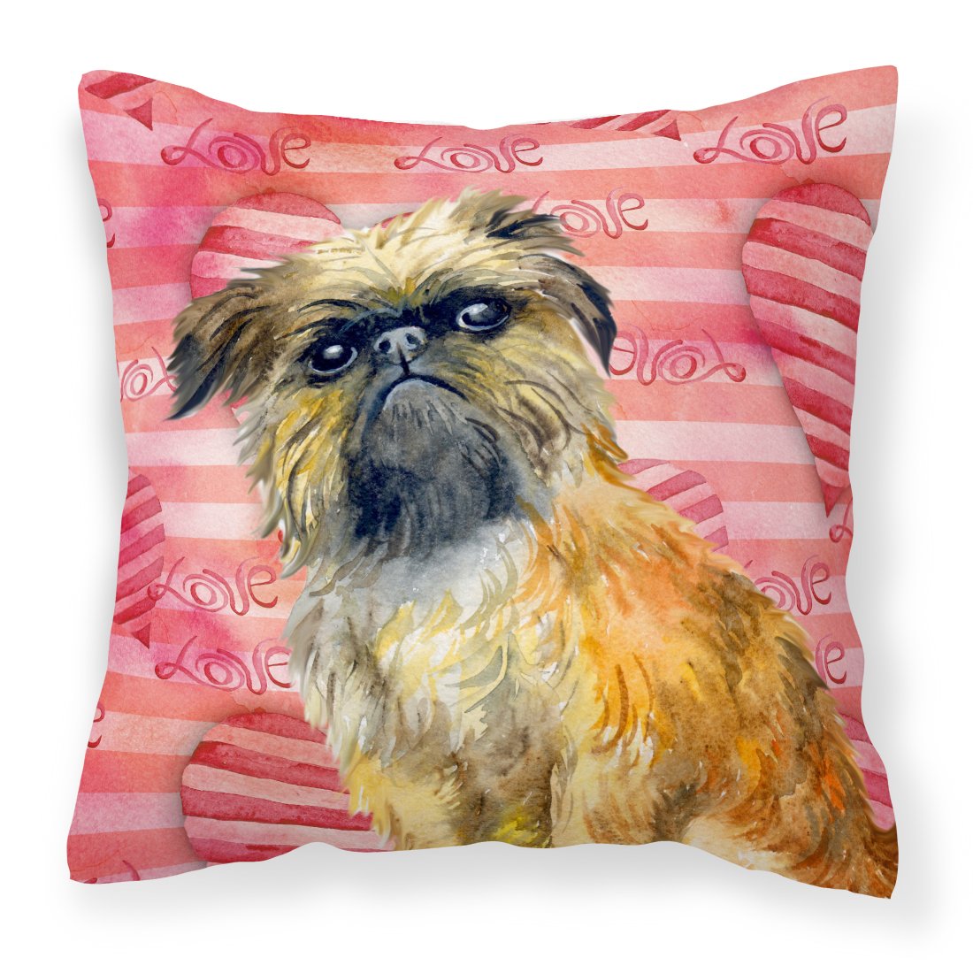 Brussels Griffon Love Fabric Decorative Pillow BB9774PW1818 by Caroline&#39;s Treasures