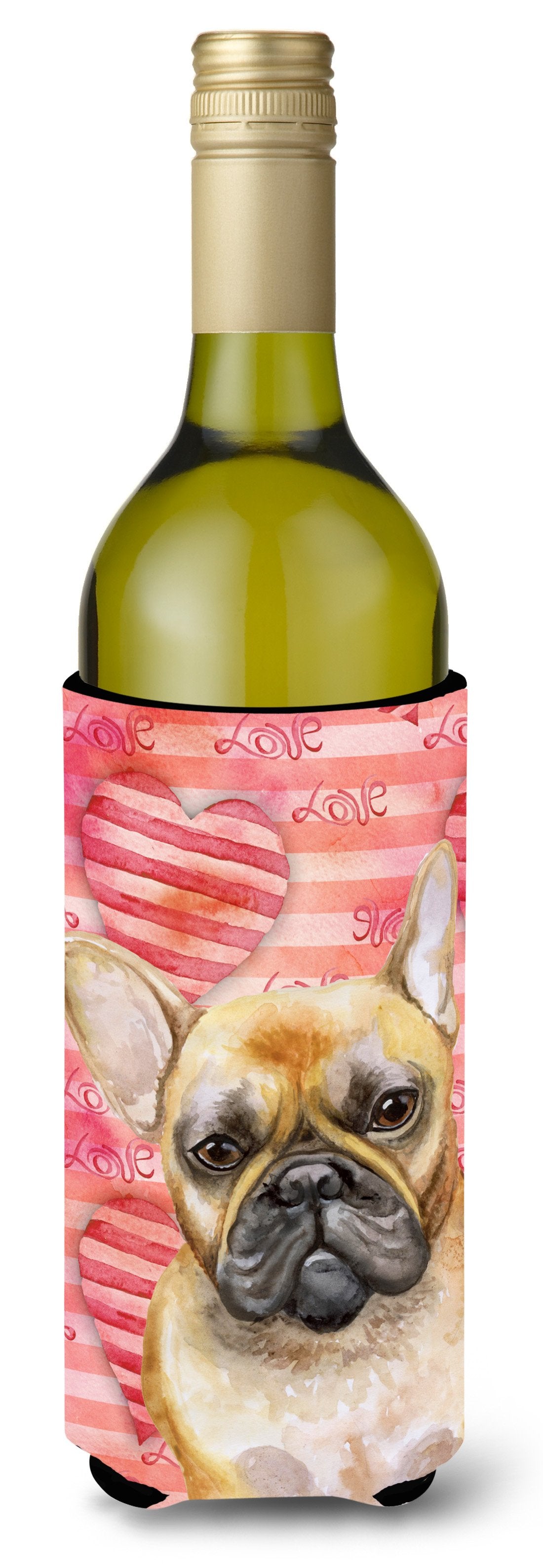 French Bulldog Love Wine Bottle Beverge Insulator Hugger BB9775LITERK by Caroline&#39;s Treasures