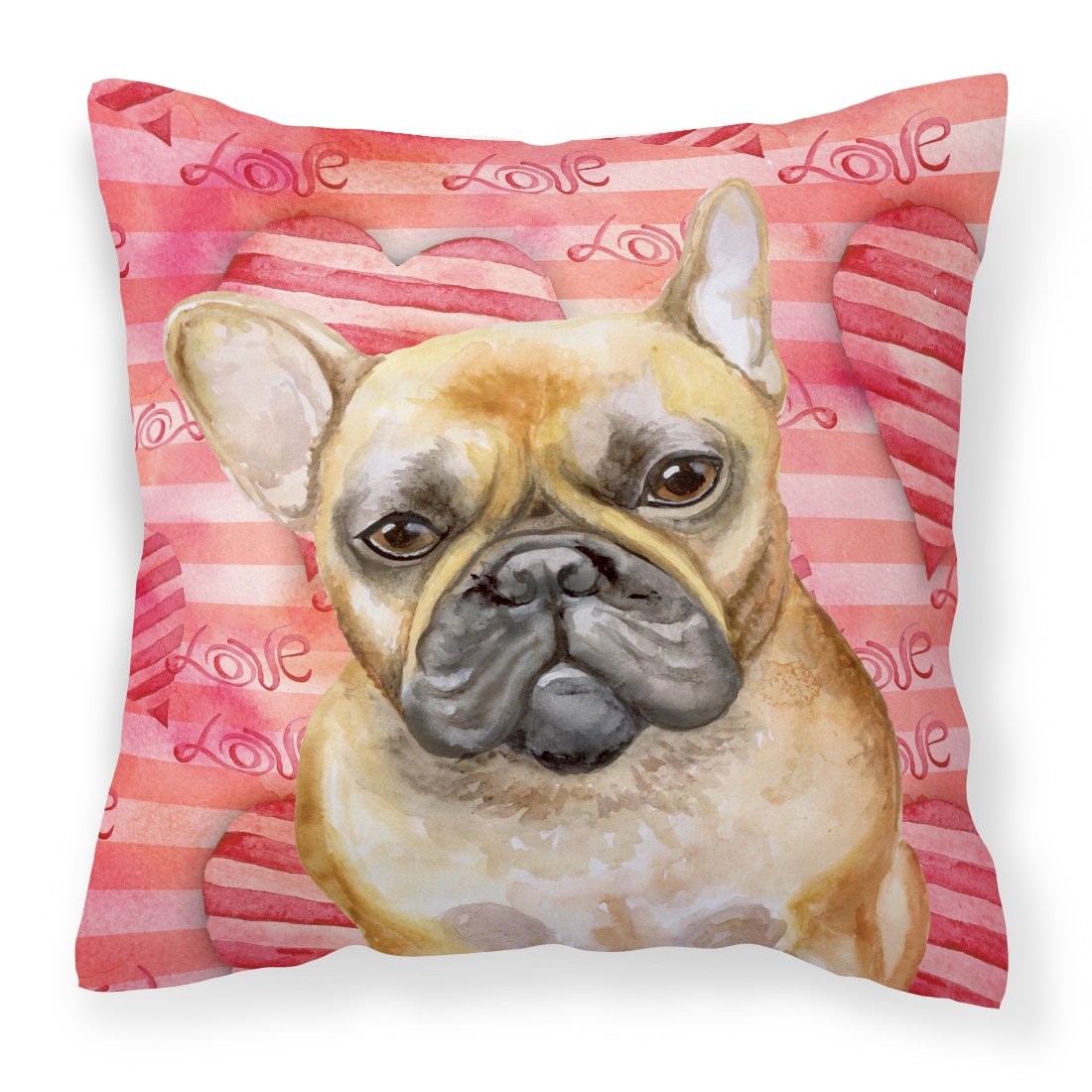 French Bulldog Love Fabric Decorative Pillow BB9775PW1818 by Caroline&#39;s Treasures