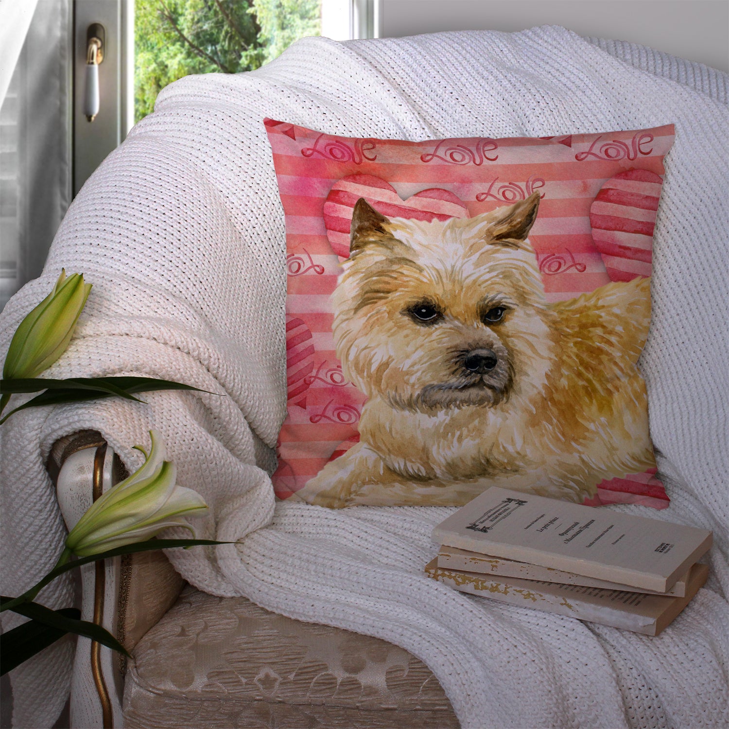 Cairn Terrier Love Fabric Decorative Pillow BB9777PW1414 - the-store.com