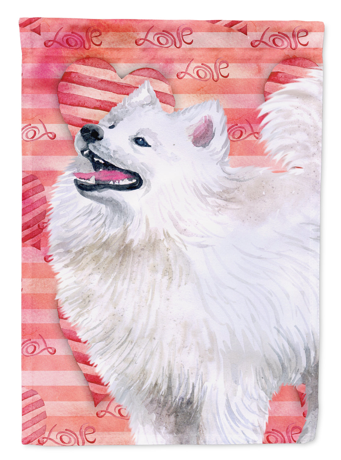 Samoyed Love Flag Canvas House Size BB9778CHF  the-store.com.