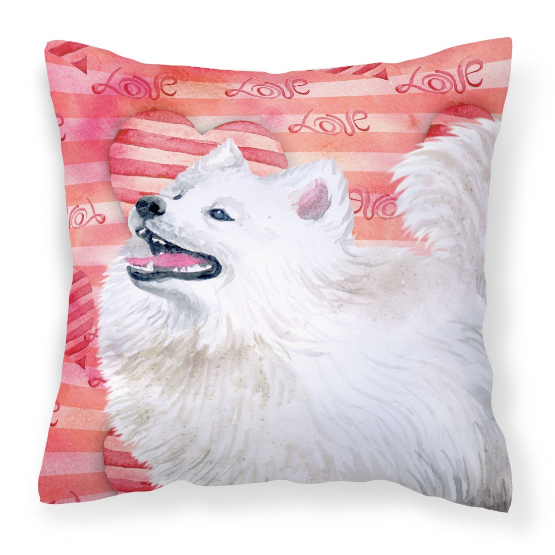 Samoyed Love Fabric Decorative Pillow BB9778PW1818 by Caroline&#39;s Treasures