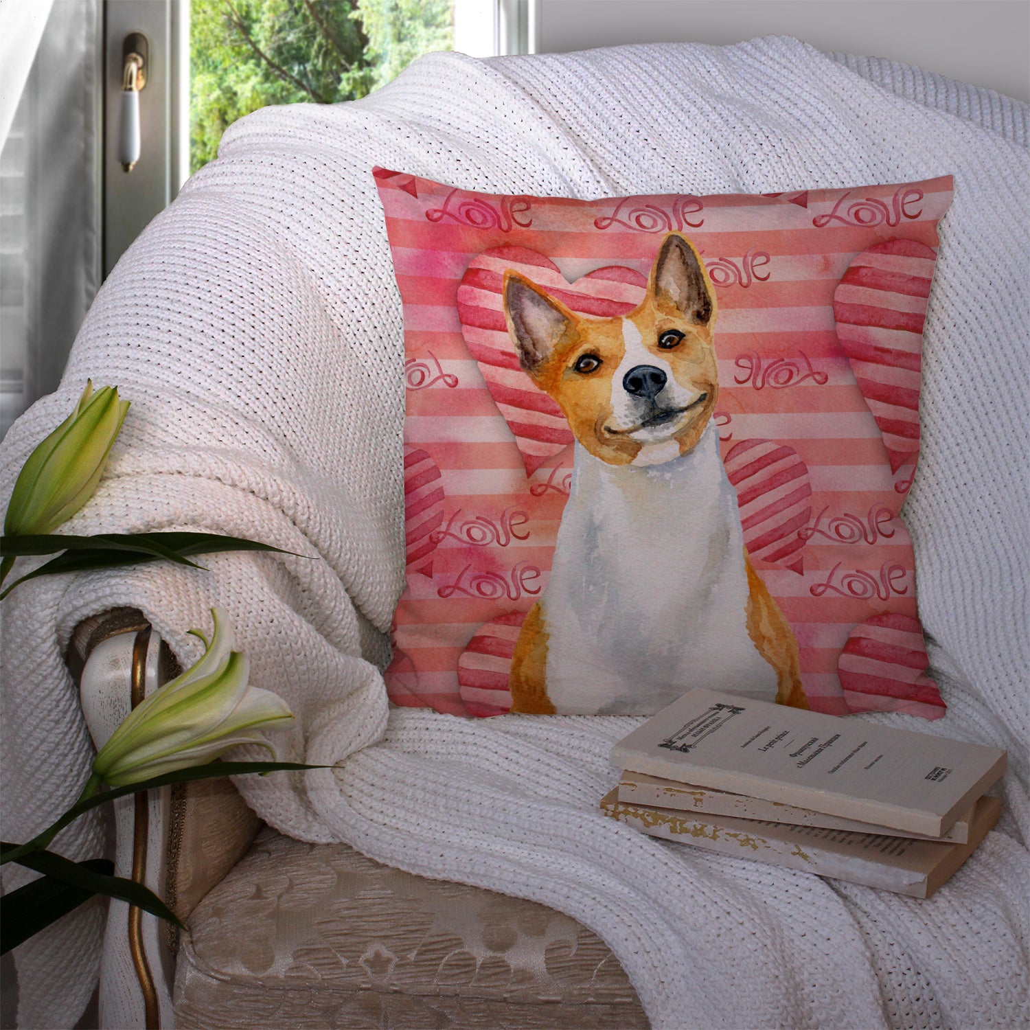 Basenji Love Fabric Decorative Pillow BB9779PW1414 - the-store.com