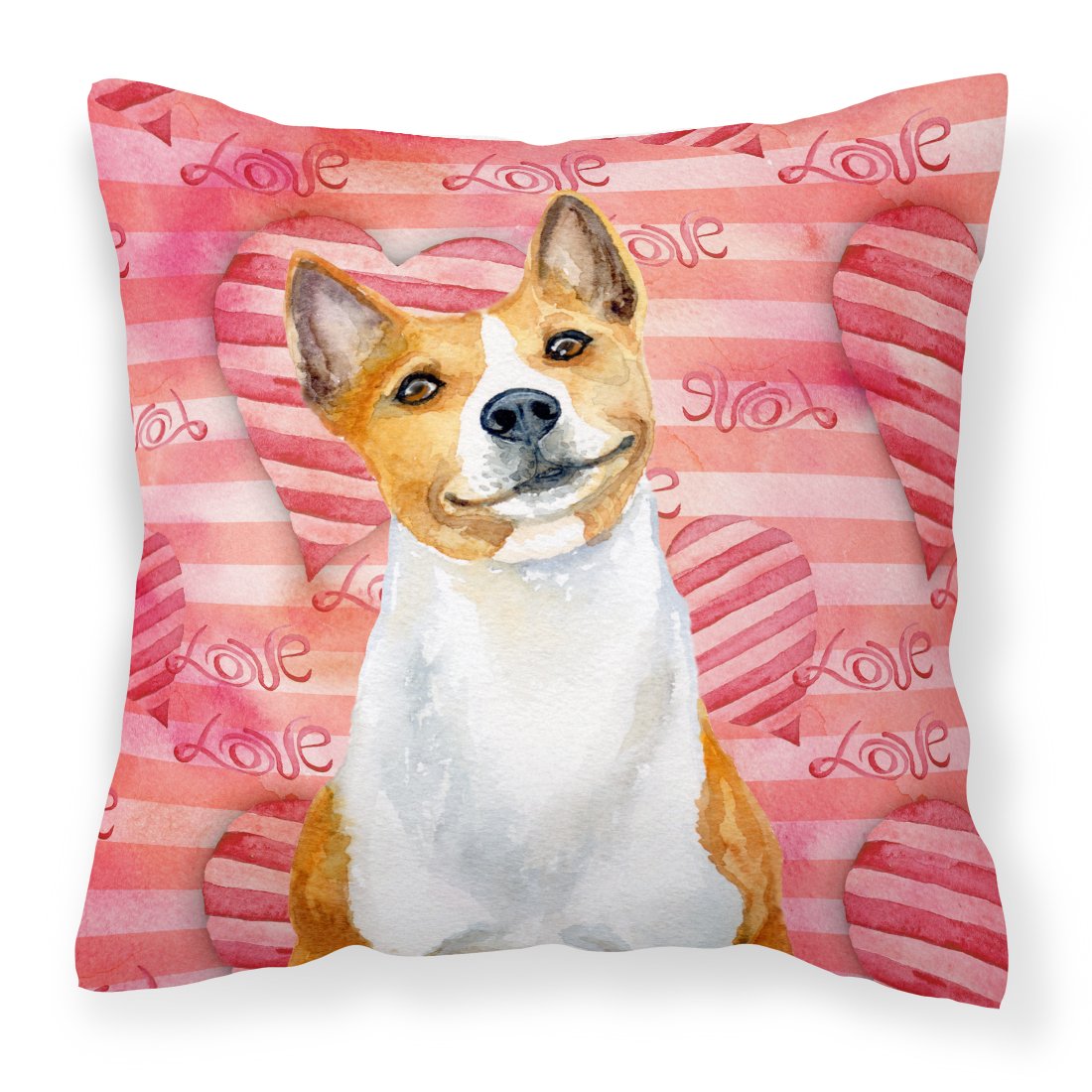 Basenji Love Fabric Decorative Pillow BB9779PW1818 by Caroline&#39;s Treasures