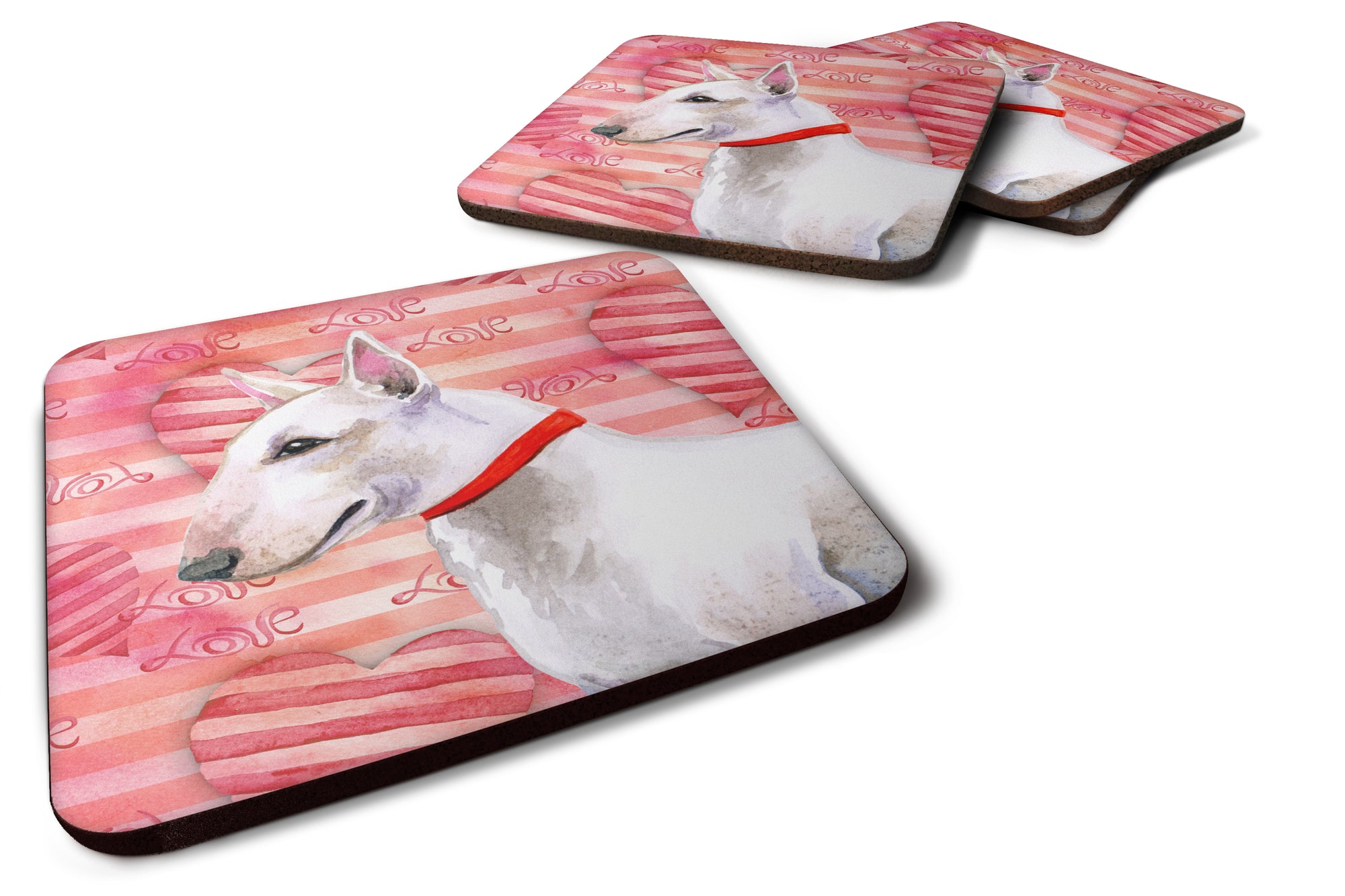 Bull Terrier Love Foam Coaster Set of 4 BB9780FC - the-store.com