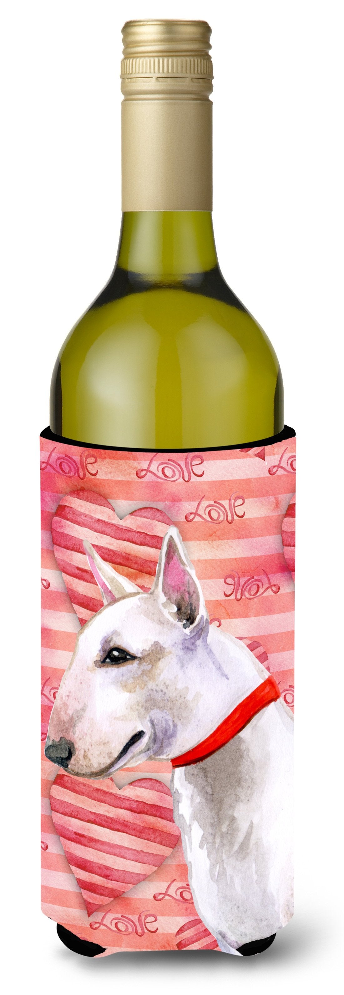 Bull Terrier Love Wine Bottle Beverge Insulator Hugger BB9780LITERK by Caroline&#39;s Treasures