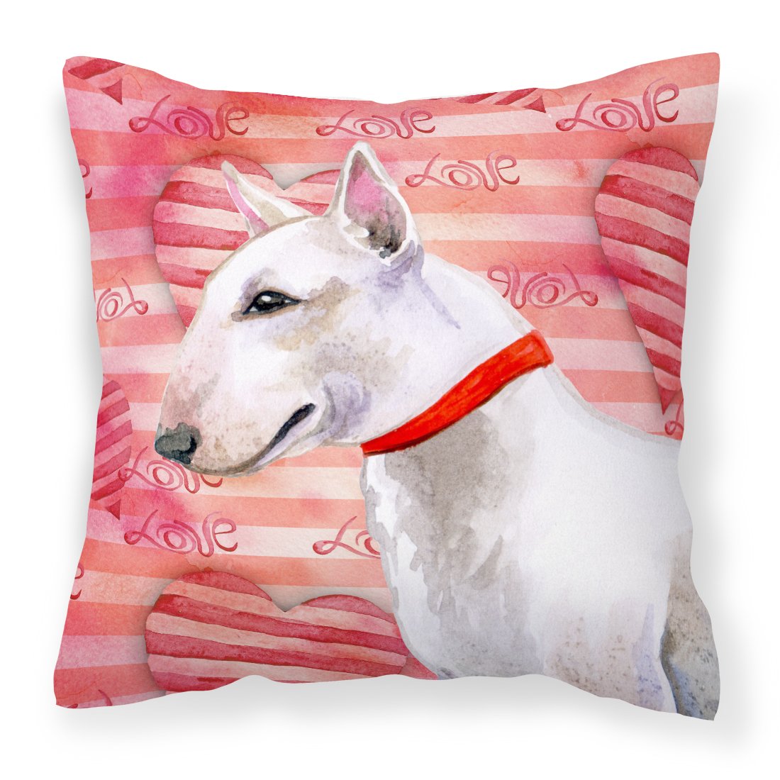 Bull Terrier Love Fabric Decorative Pillow BB9780PW1818 by Caroline&#39;s Treasures