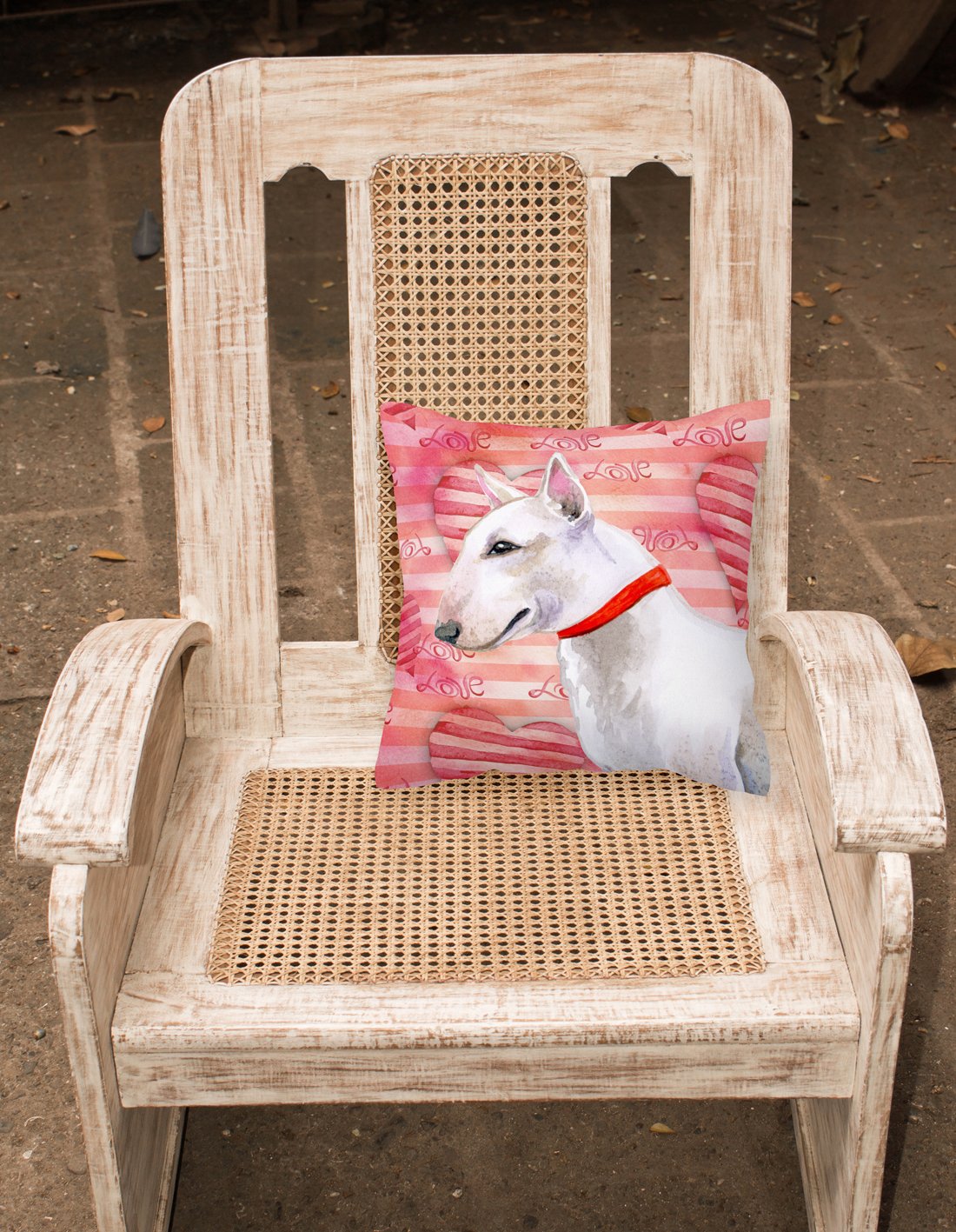 Bull Terrier Love Fabric Decorative Pillow BB9780PW1818 by Caroline's Treasures