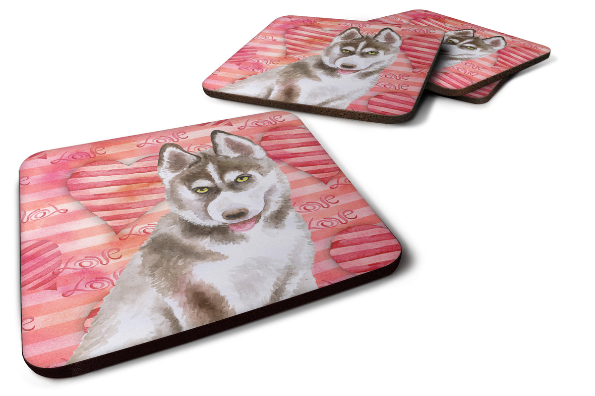 Siberian Husky Grey Love Foam Coaster Set of 4 BB9783FC - the-store.com