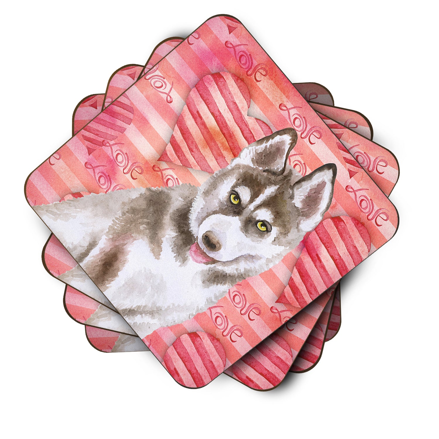 Siberian Husky Grey Love Foam Coaster Set of 4 BB9783FC - the-store.com