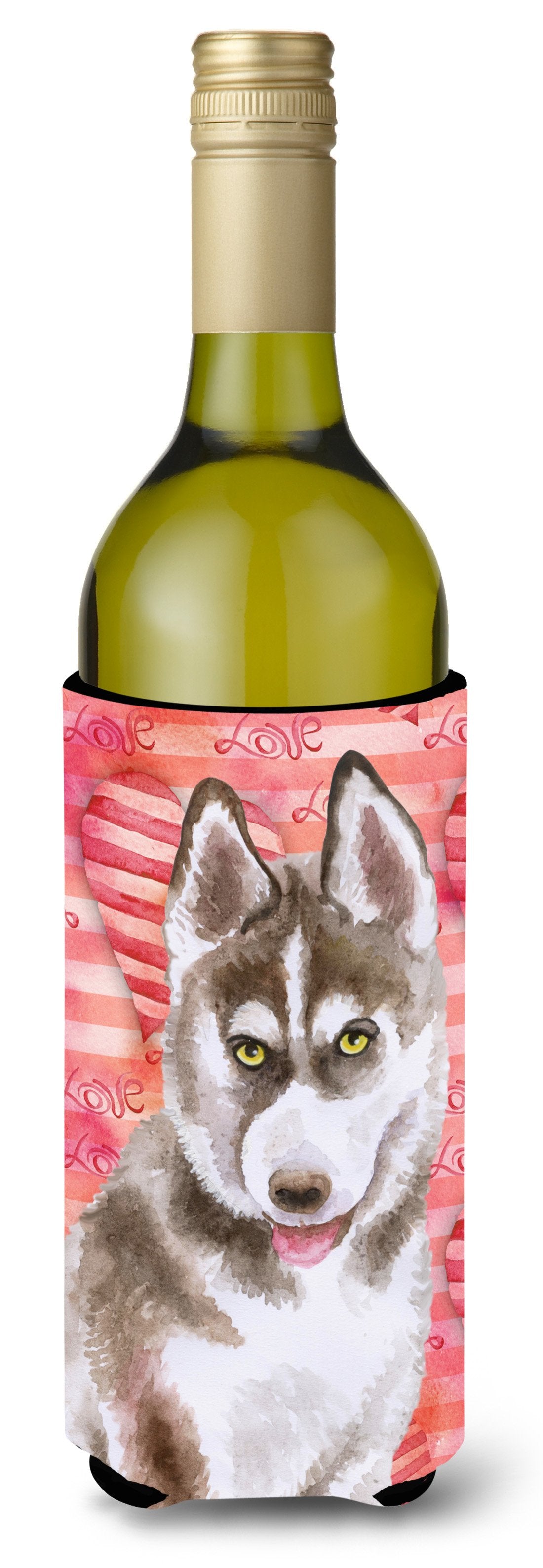 Siberian Husky Grey Love Wine Bottle Beverge Insulator Hugger BB9783LITERK by Caroline&#39;s Treasures