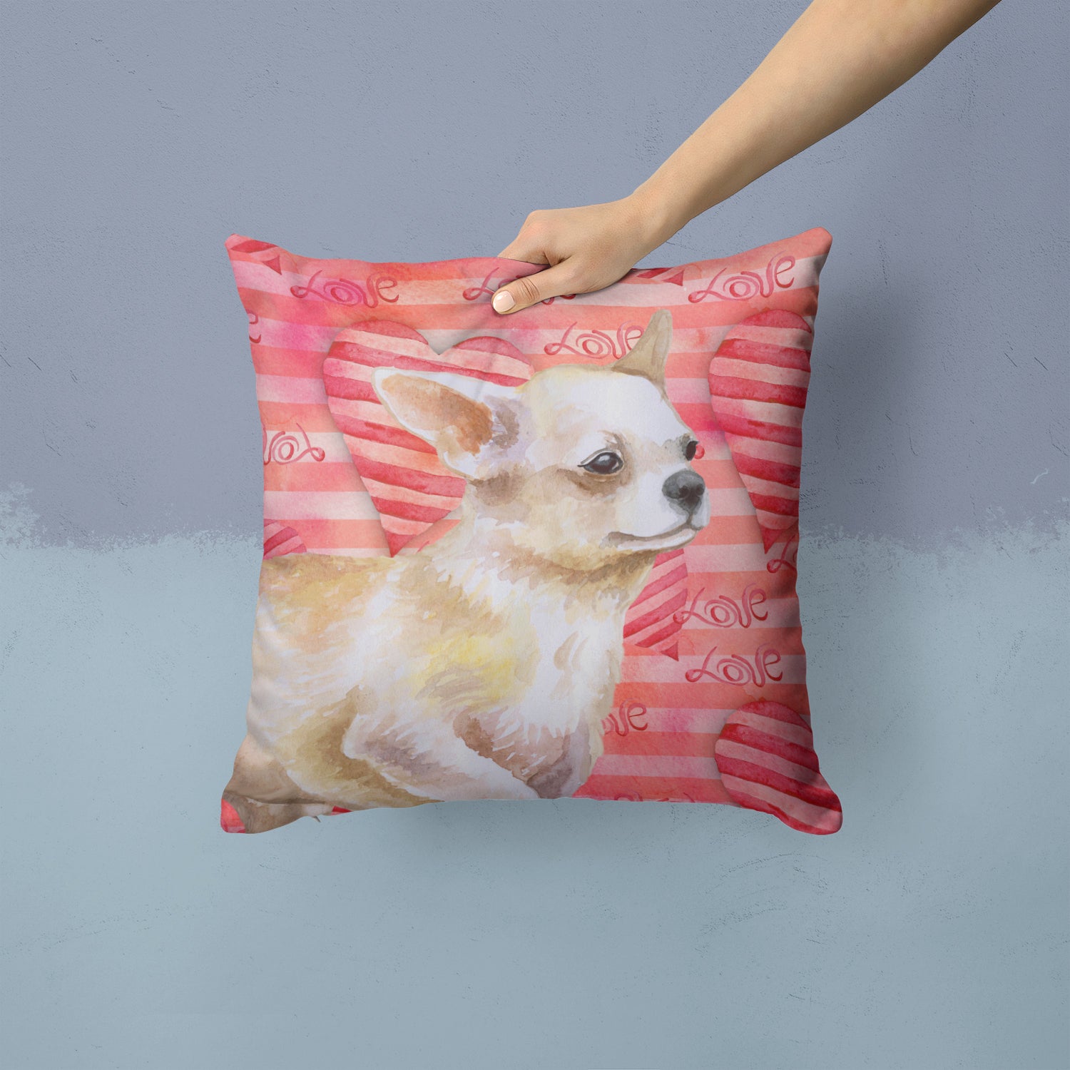 Chihuahua Leg up Love Fabric Decorative Pillow BB9784PW1414 - the-store.com