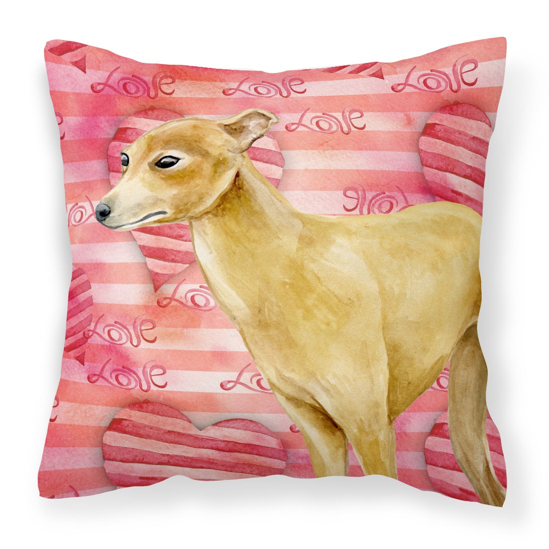 Italian Greyhound Love Fabric Decorative Pillow BB9785PW1818 by Caroline&#39;s Treasures