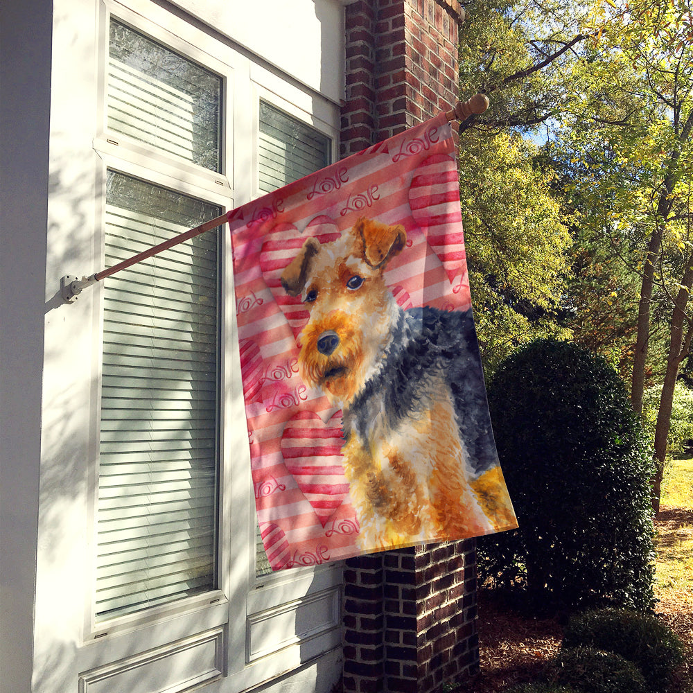 Welsh Terrier Love Flag Canvas House Size BB9787CHF  the-store.com.