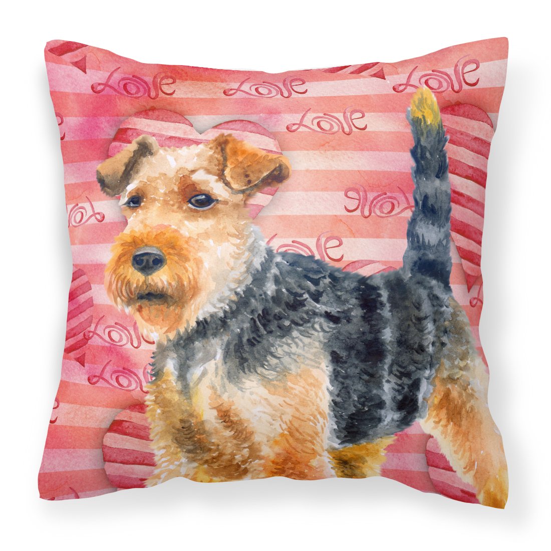 Welsh Terrier Love Fabric Decorative Pillow BB9787PW1818 by Caroline's Treasures