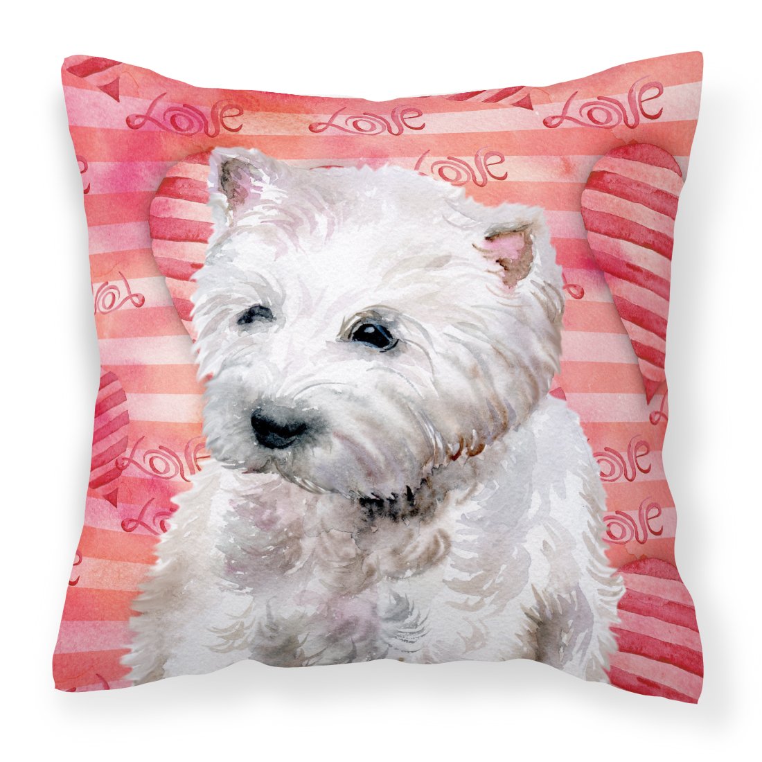Westie Love Fabric Decorative Pillow BB9788PW1818 by Caroline&#39;s Treasures