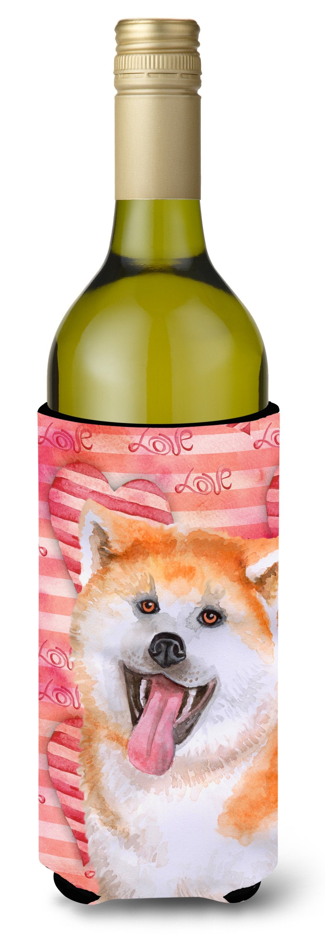 Akita Love Wine Bottle Beverge Insulator Hugger BB9790LITERK by Caroline&#39;s Treasures