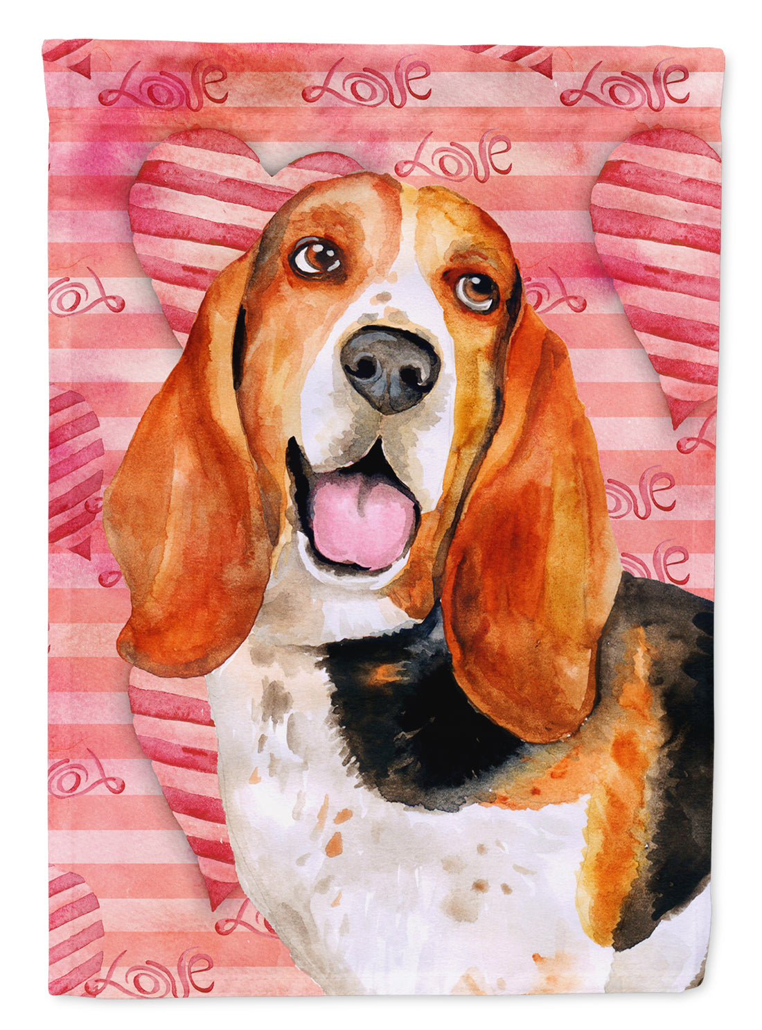 Basset Hound Love Flag Canvas House Size BB9791CHF  the-store.com.