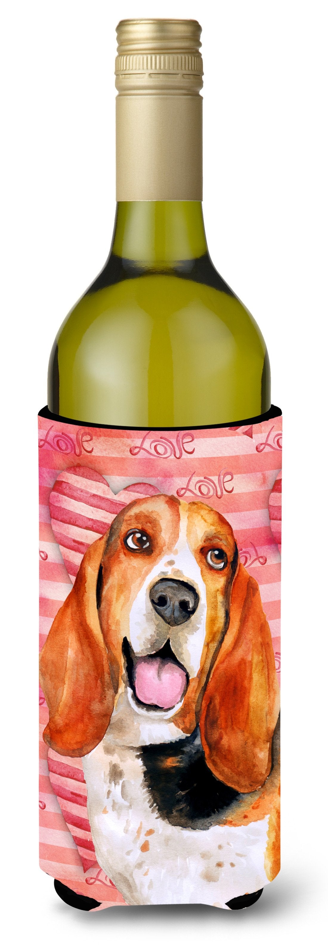 Basset Hound Love Wine Bottle Beverge Insulator Hugger BB9791LITERK by Caroline&#39;s Treasures