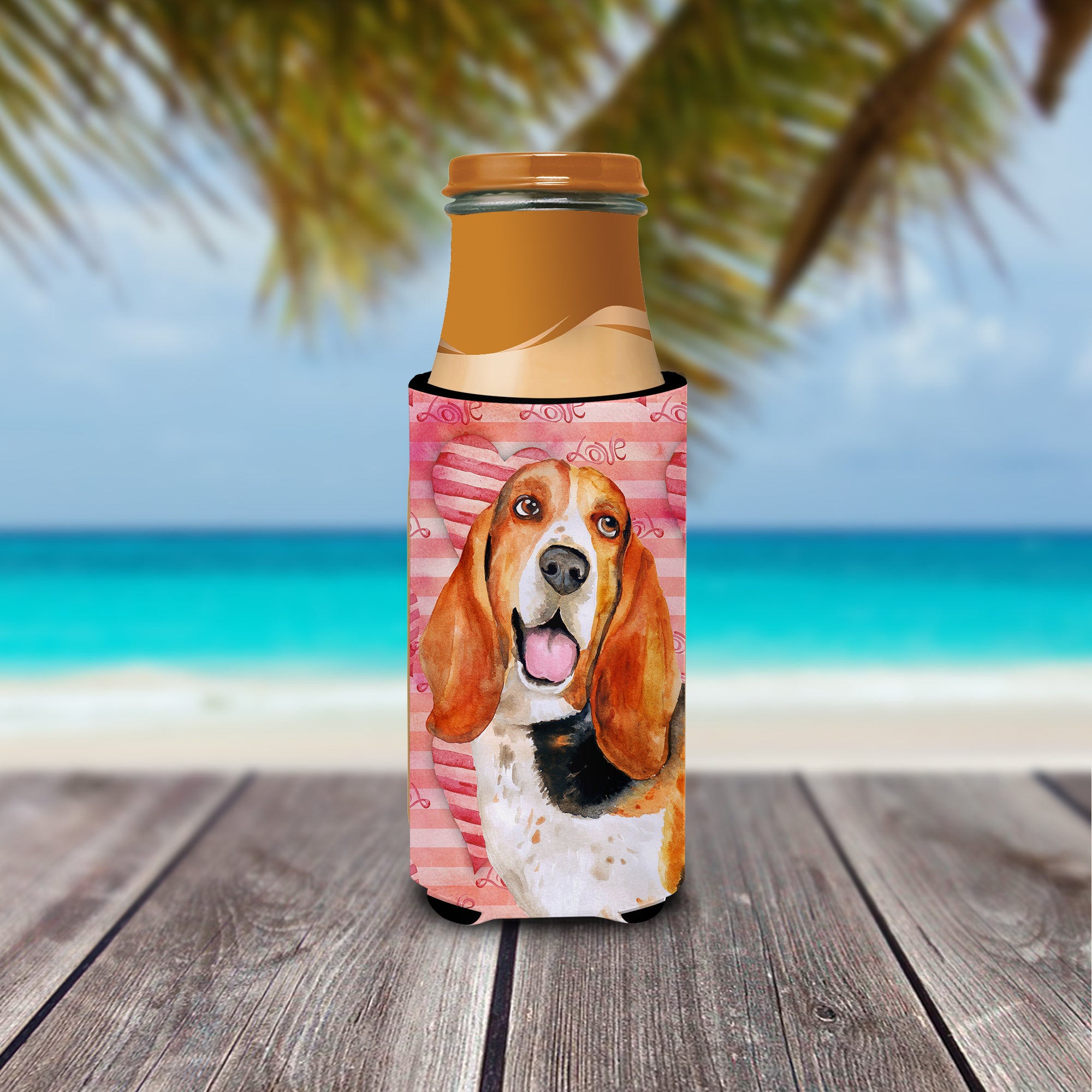 Basset Hound Love  Ultra Hugger for slim cans BB9791MUK  the-store.com.