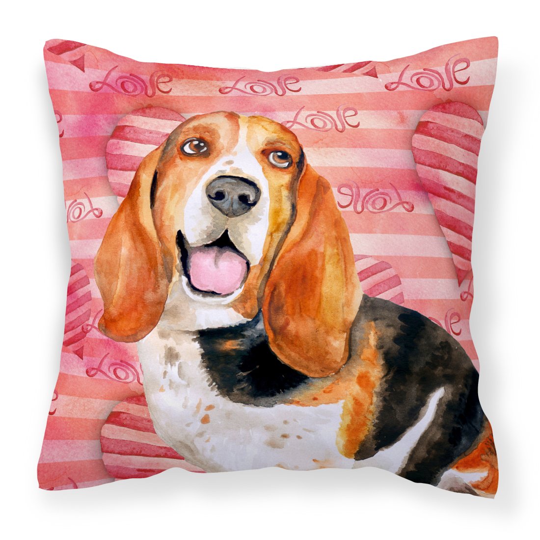 Basset Hound Love Fabric Decorative Pillow BB9791PW1818 by Caroline&#39;s Treasures