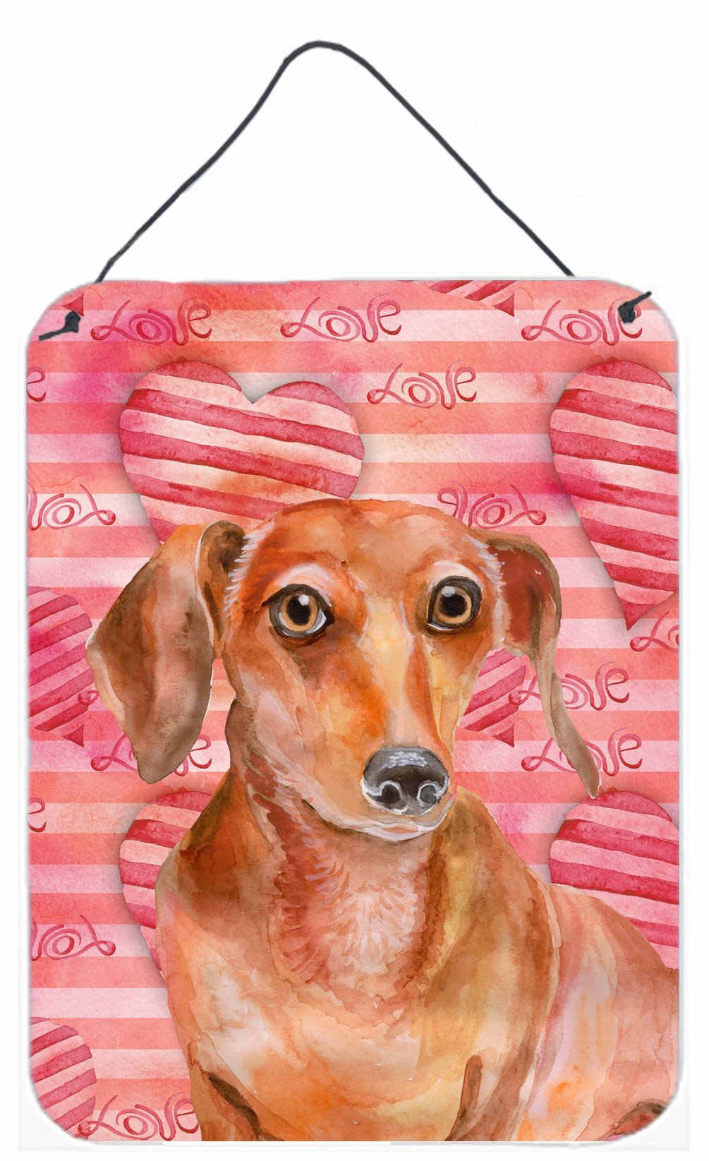 Red Dachshund Love Wall or Door Hanging Prints BB9794DS1216 by Caroline&#39;s Treasures
