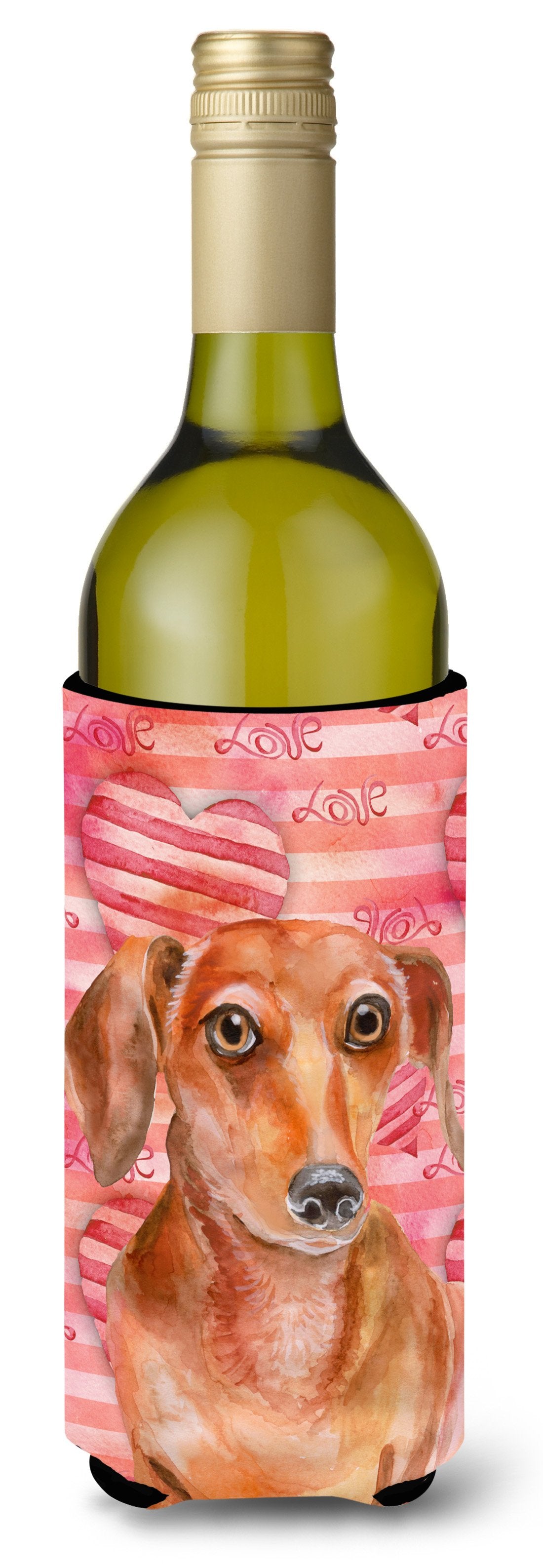 Red Dachshund Love Wine Bottle Beverge Insulator Hugger BB9794LITERK by Caroline&#39;s Treasures