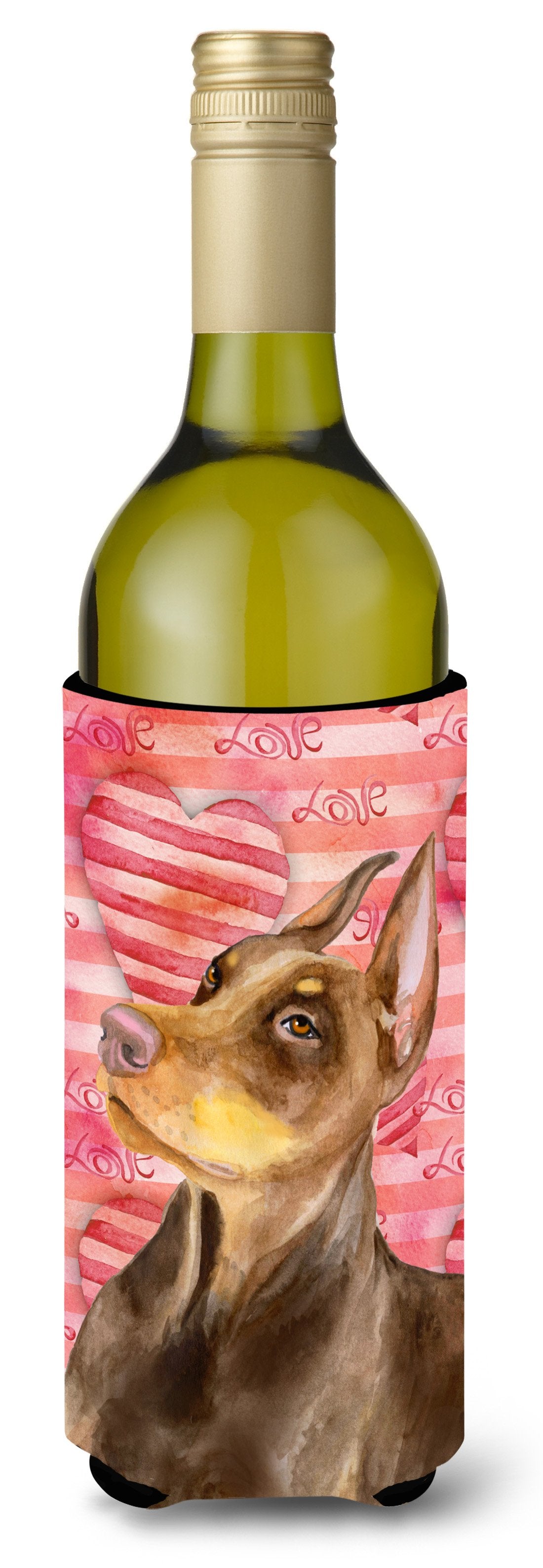Doberman Pinscher Love Wine Bottle Beverge Insulator Hugger BB9796LITERK by Caroline&#39;s Treasures