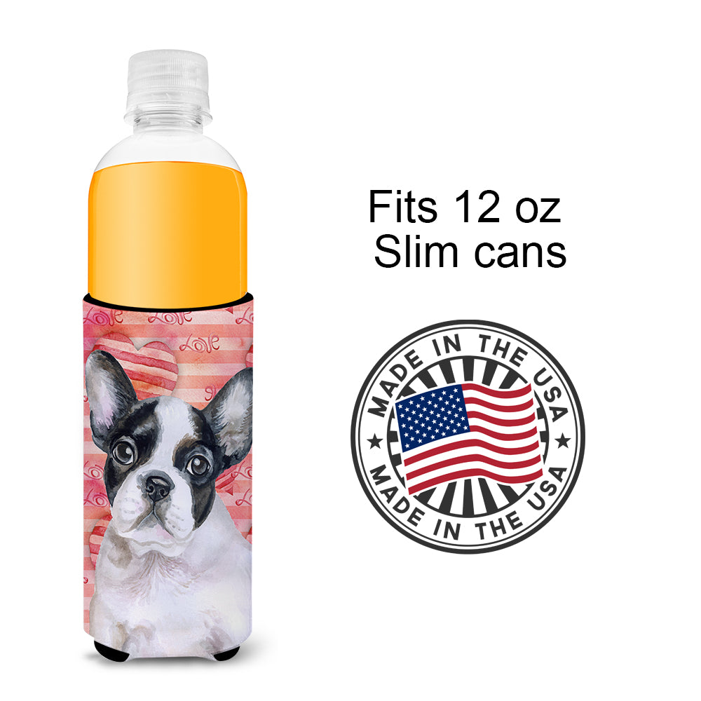 French Bulldog Black White Love  Ultra Hugger for slim cans BB9797MUK  the-store.com.