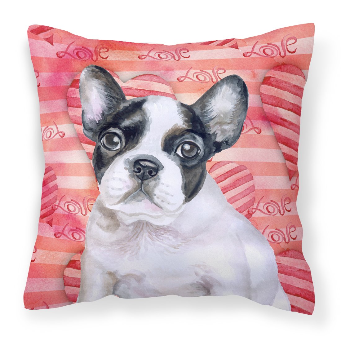 French Bulldog Black White Love Fabric Decorative Pillow BB9797PW1818 by Caroline&#39;s Treasures