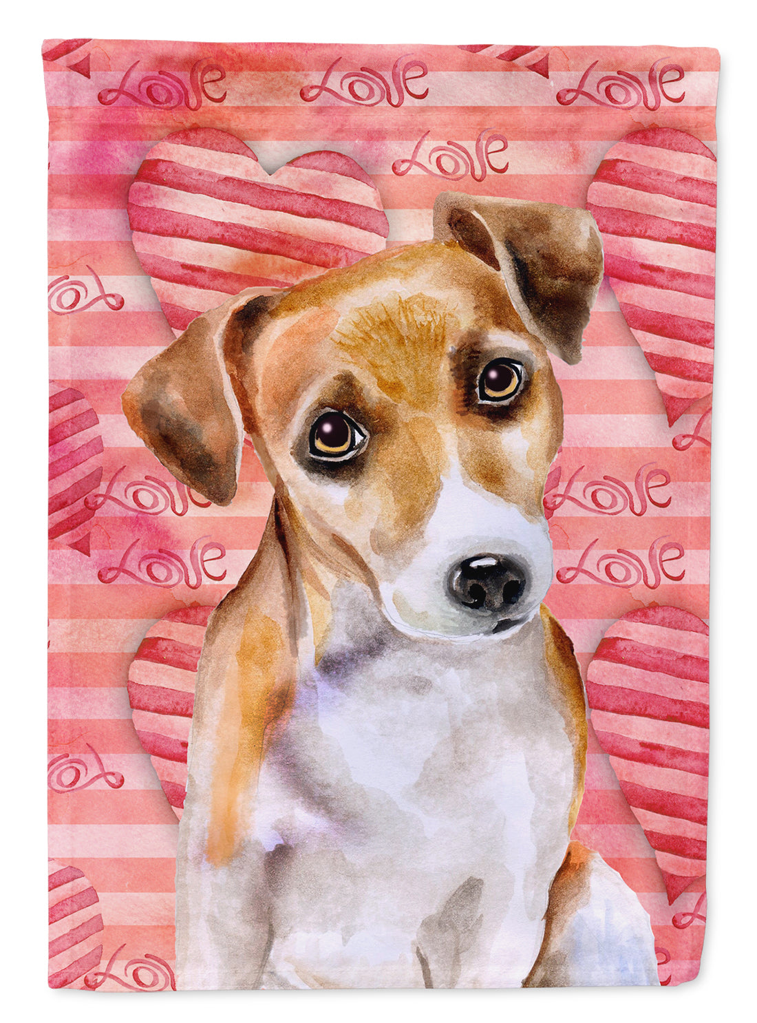 Jack Russell Terrier #2 Love Flag Canvas House Size BB9800CHF  the-store.com.