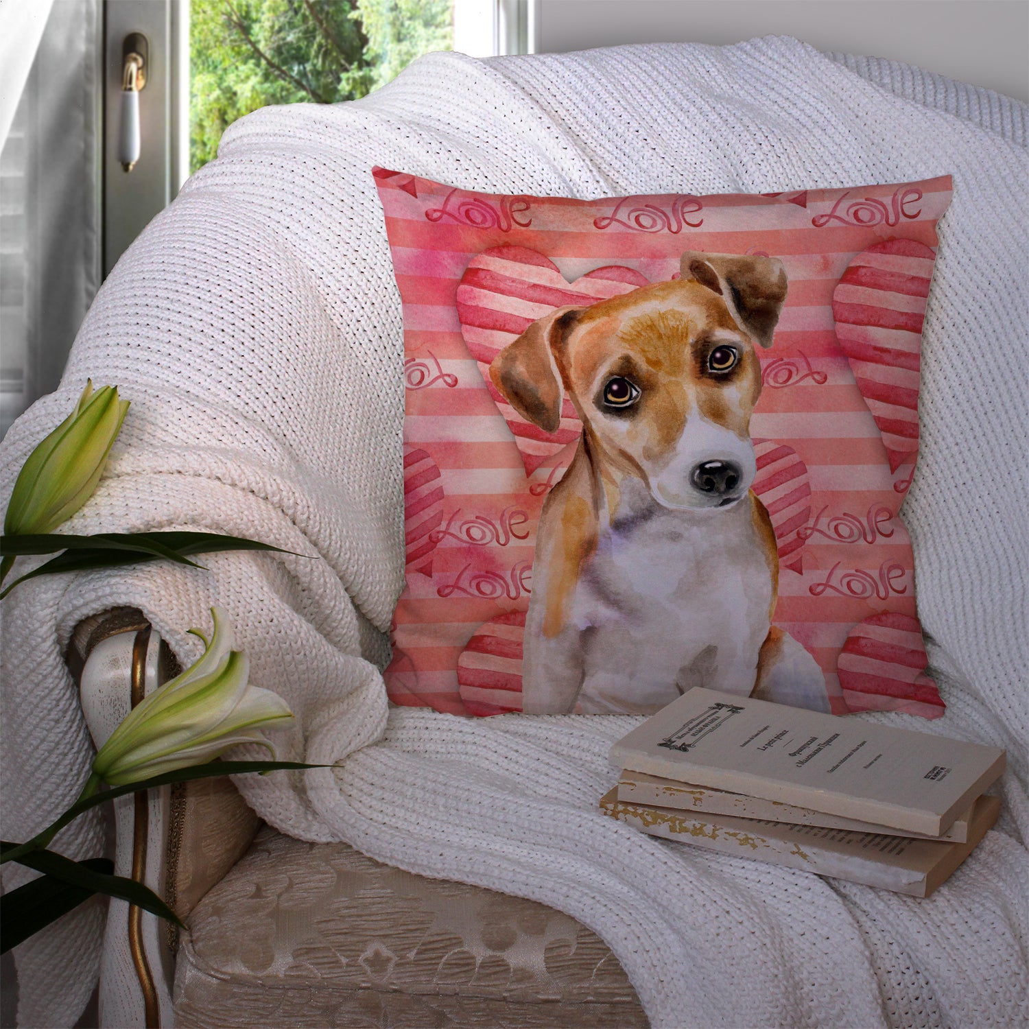 Jack Russell Terrier #2 Love Fabric Decorative Pillow BB9800PW1414 - the-store.com